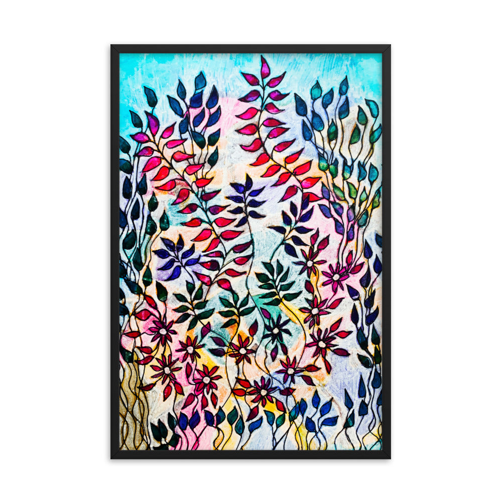 Flowering Leaves Framed Poster
