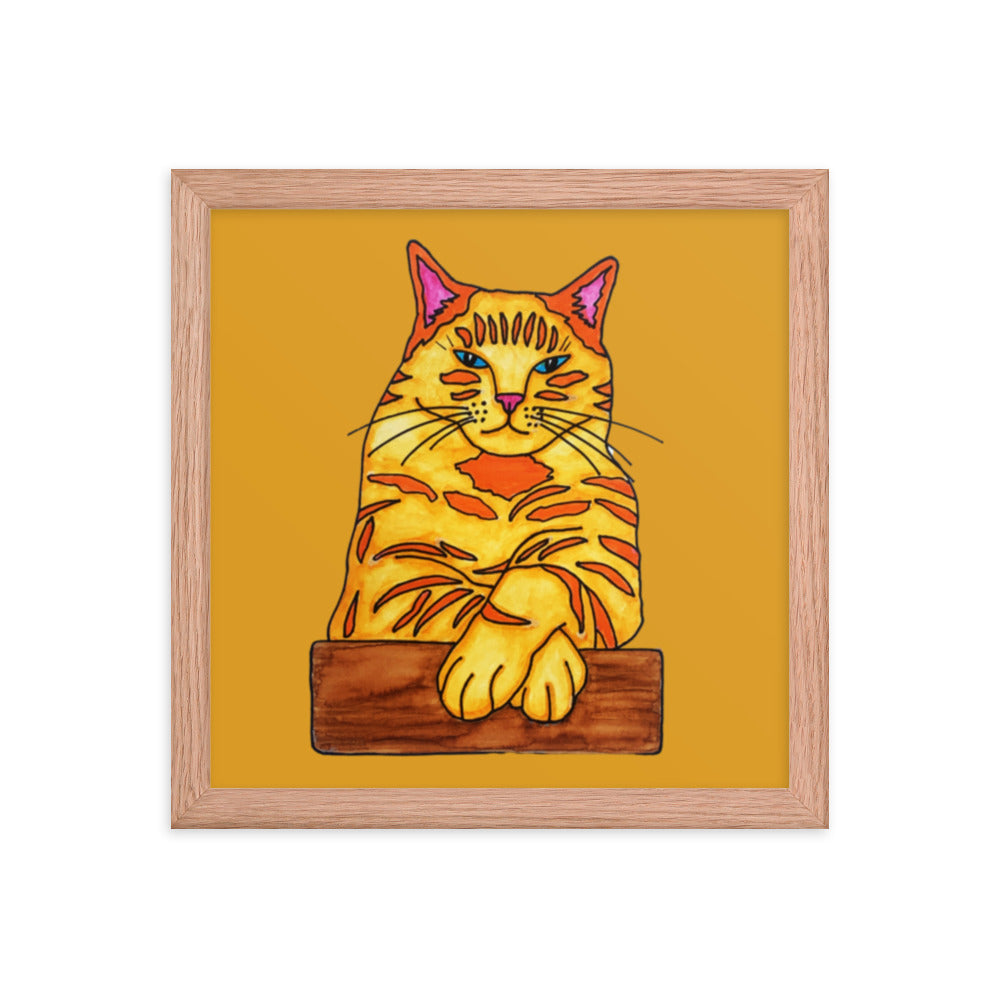 Big Ginger Cat Framed Poster 12x12