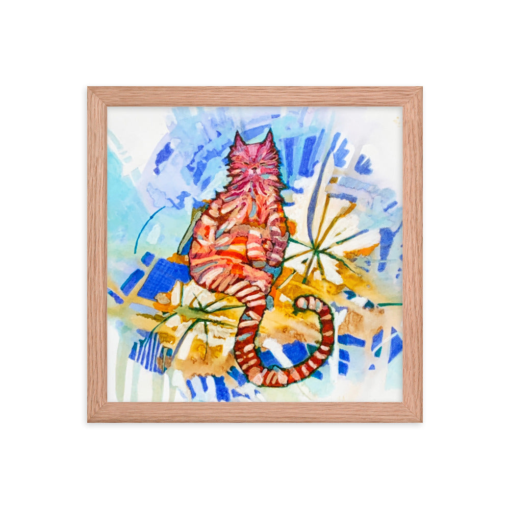 Garden Cat Framed Poster 12x12