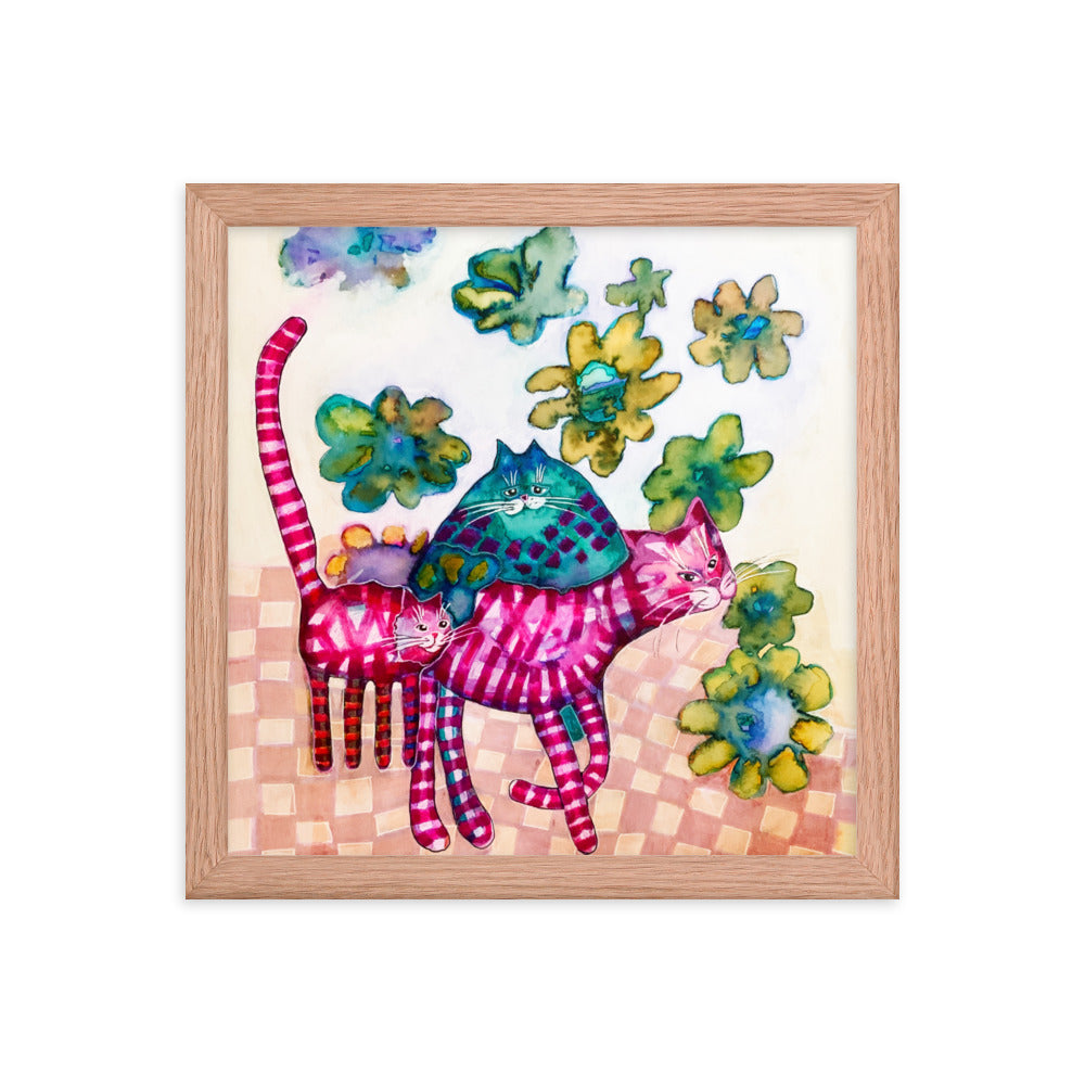 Cat Pals Framed Poster 12x12