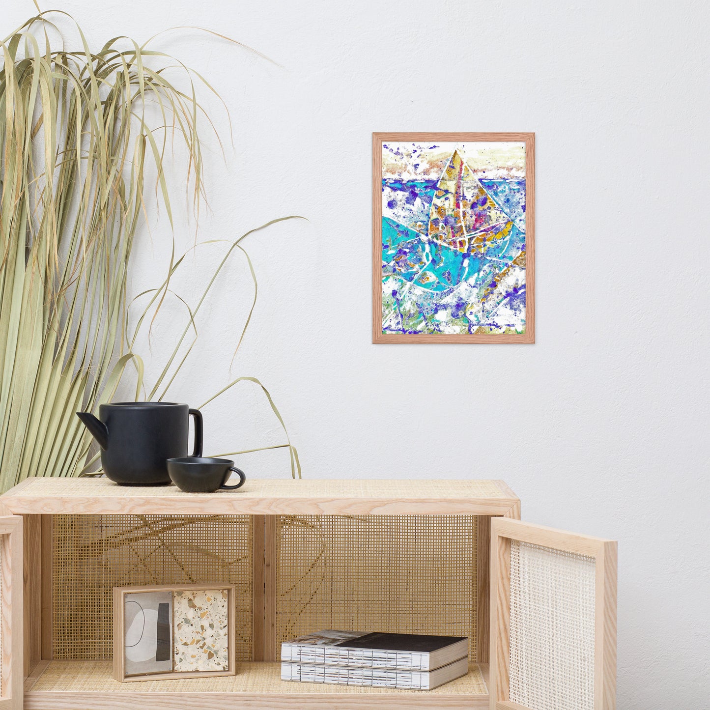 Sailing Abstract Poster Framed