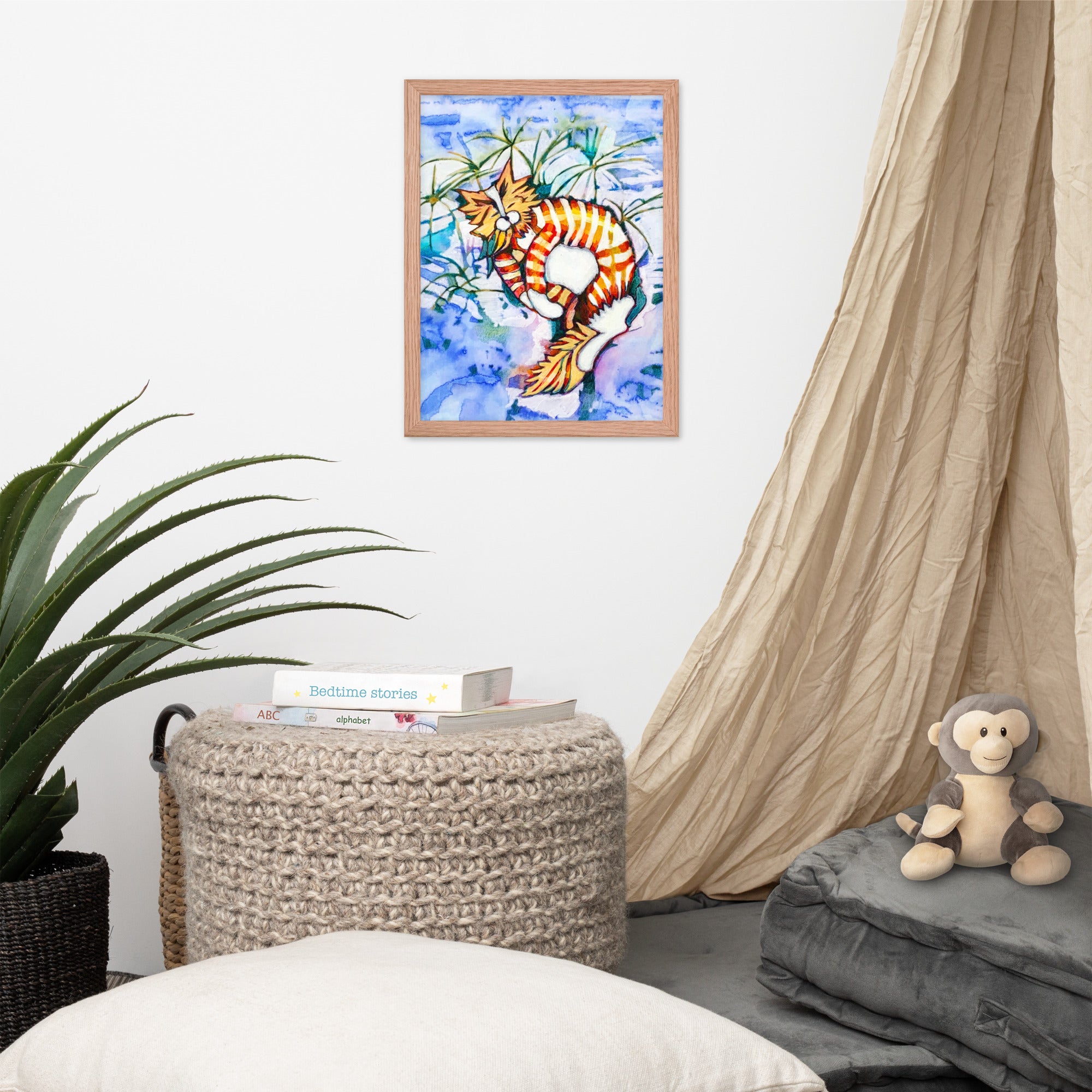Sleeping Orange Tabby Cat poster framed