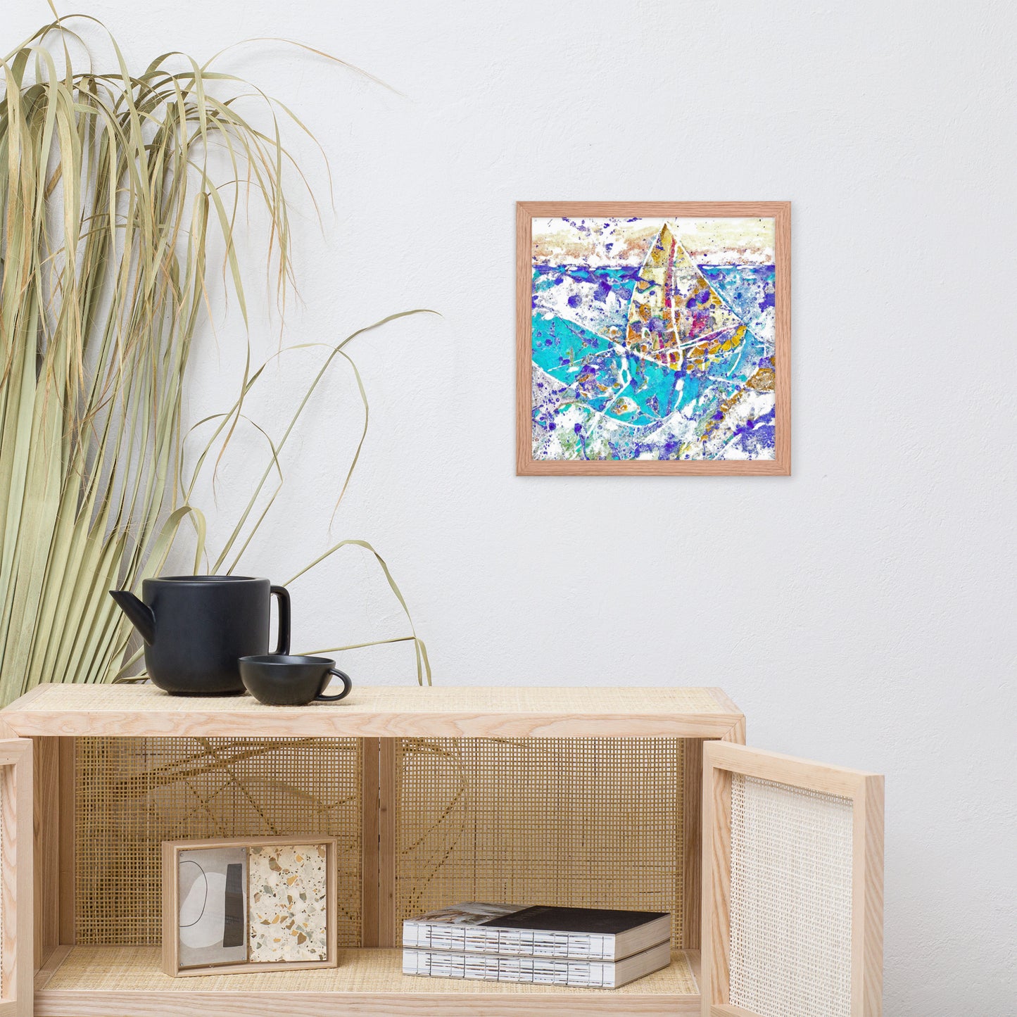 Sailing Abstract Poster Framed