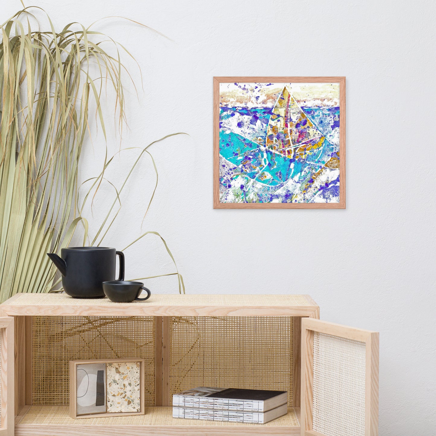 Sailing Abstract Poster Framed
