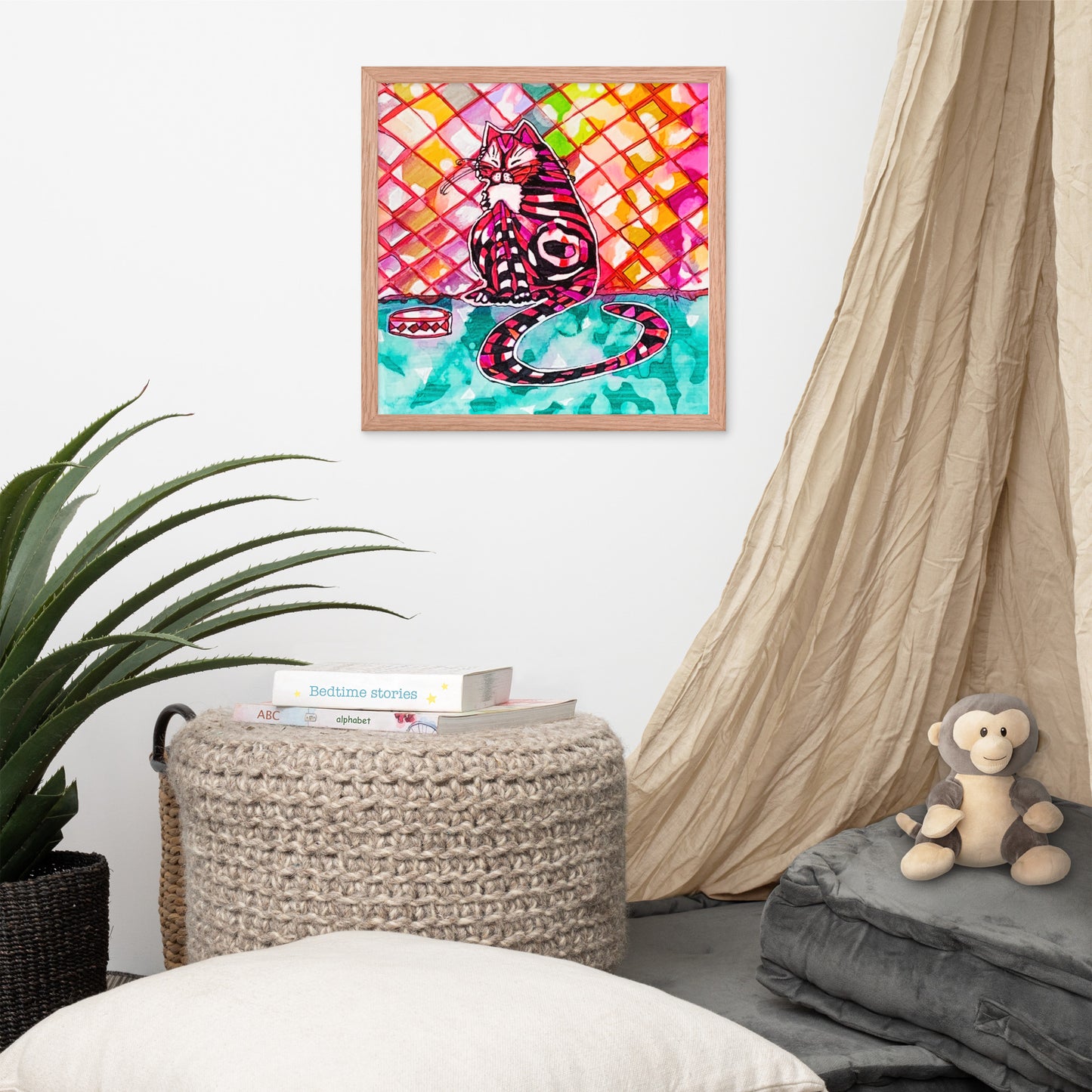 Cat Bowl Nap Framed poster