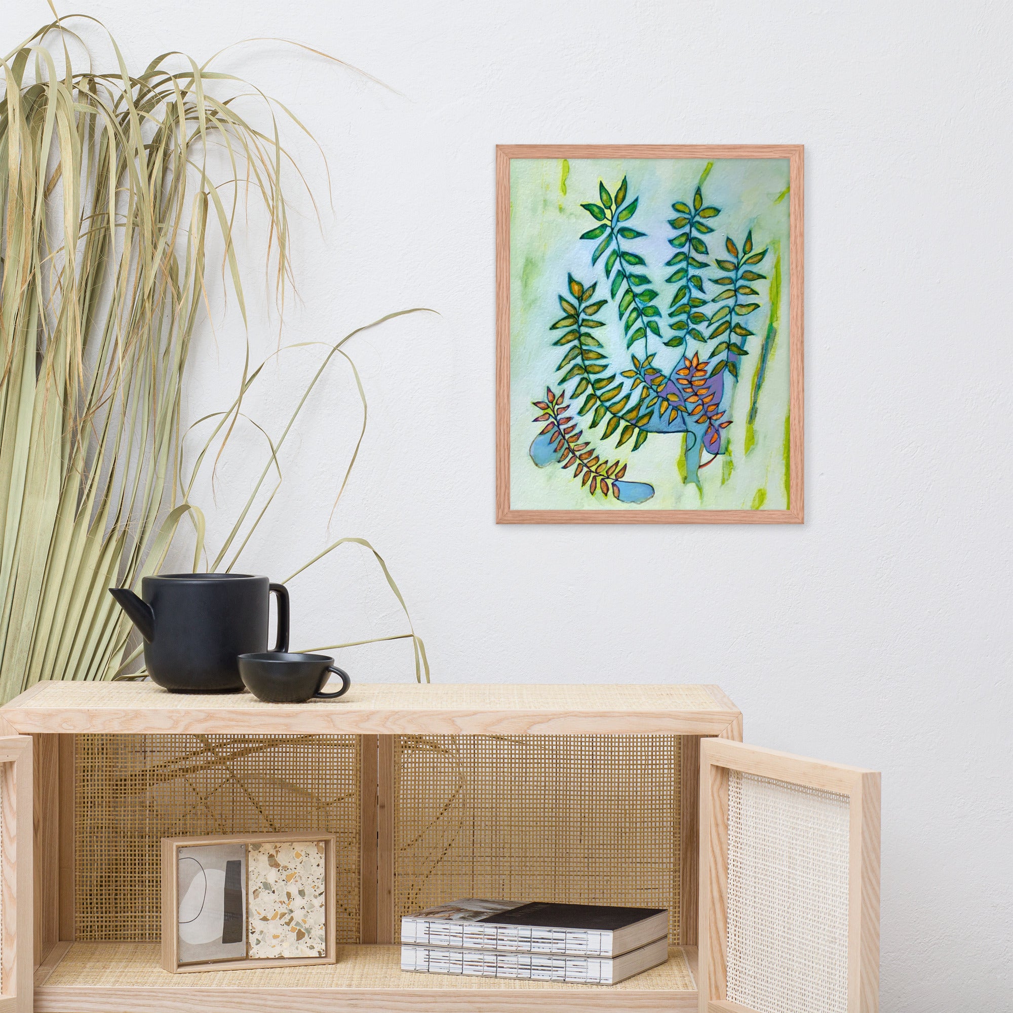 Green Leaves Poster Framed - Art Love Decor