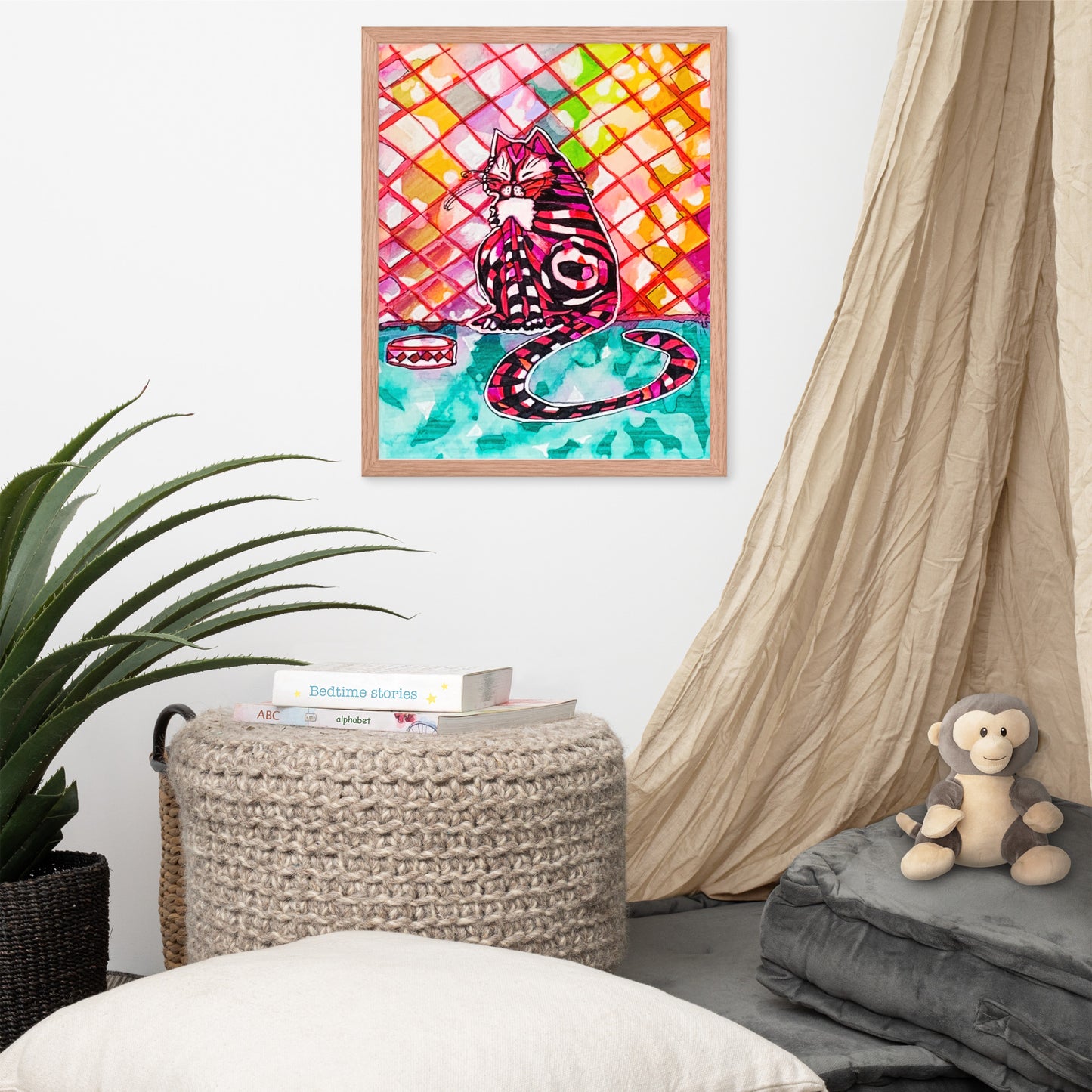Cat Bowl Nap Framed poster