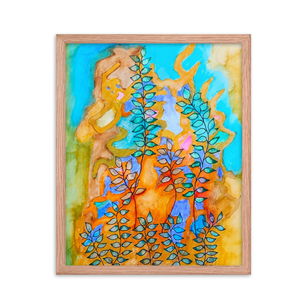Fire Wind Leaves Framed poster
