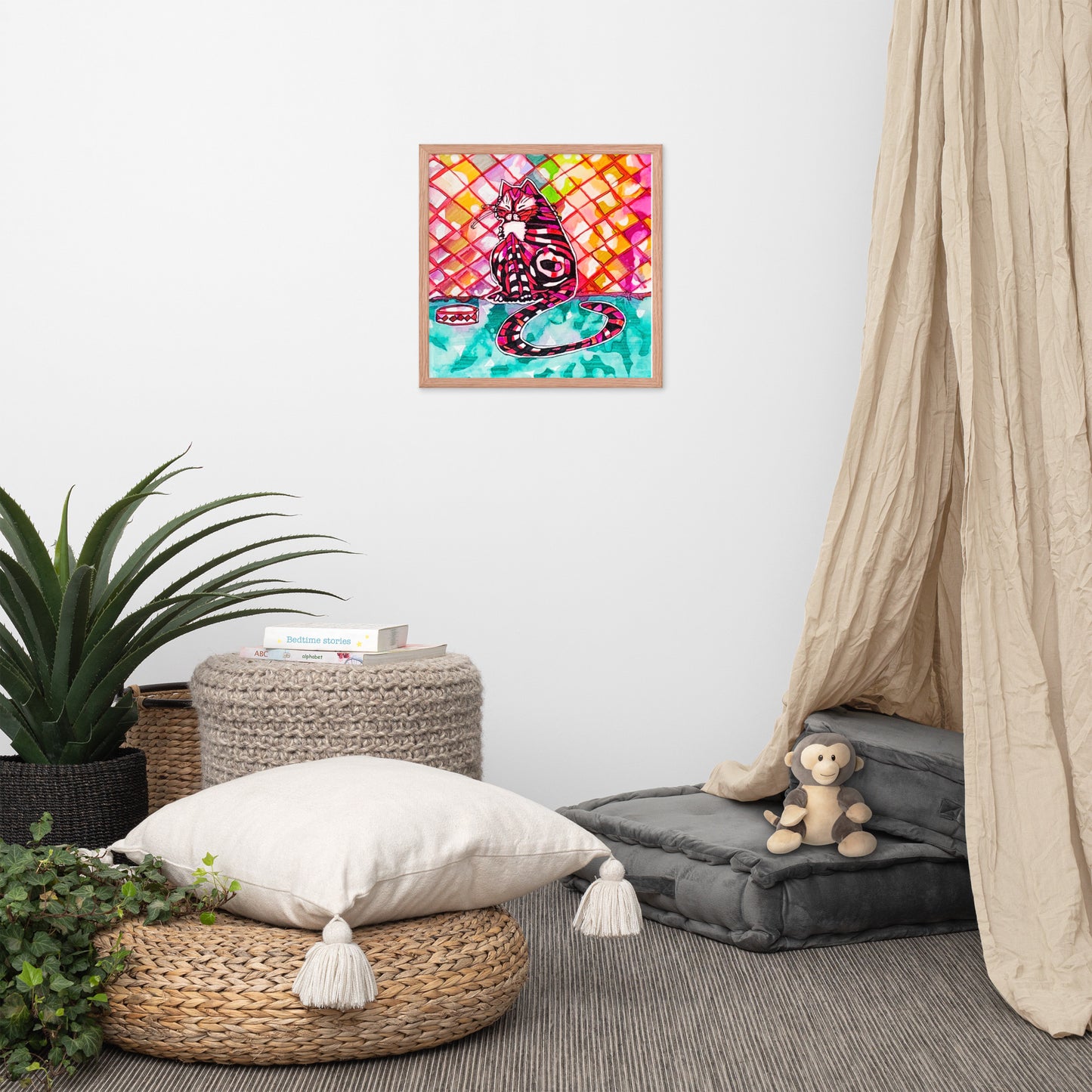 Cat Bowl Nap Framed poster
