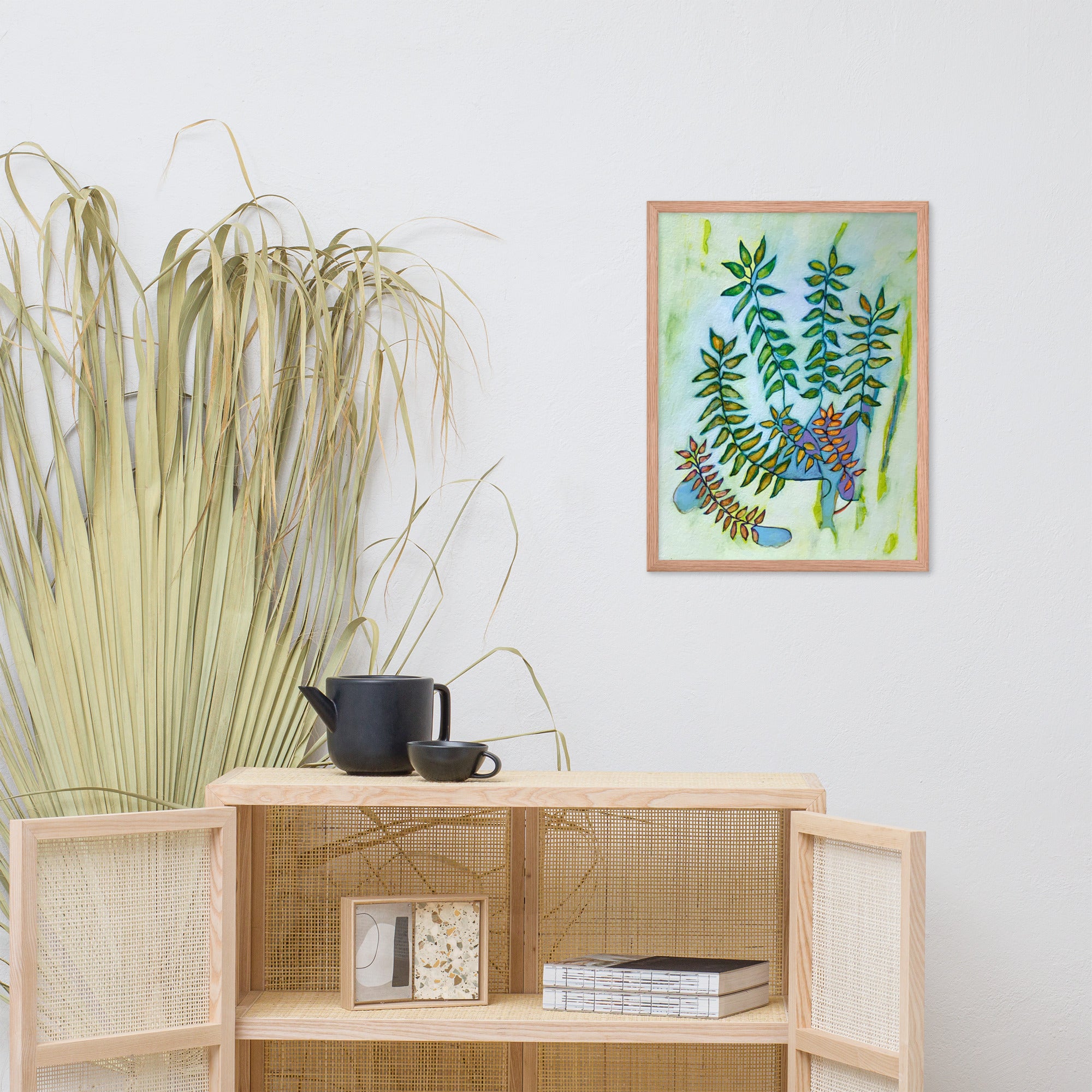 Green Leaves Poster Framed - Art Love Decor