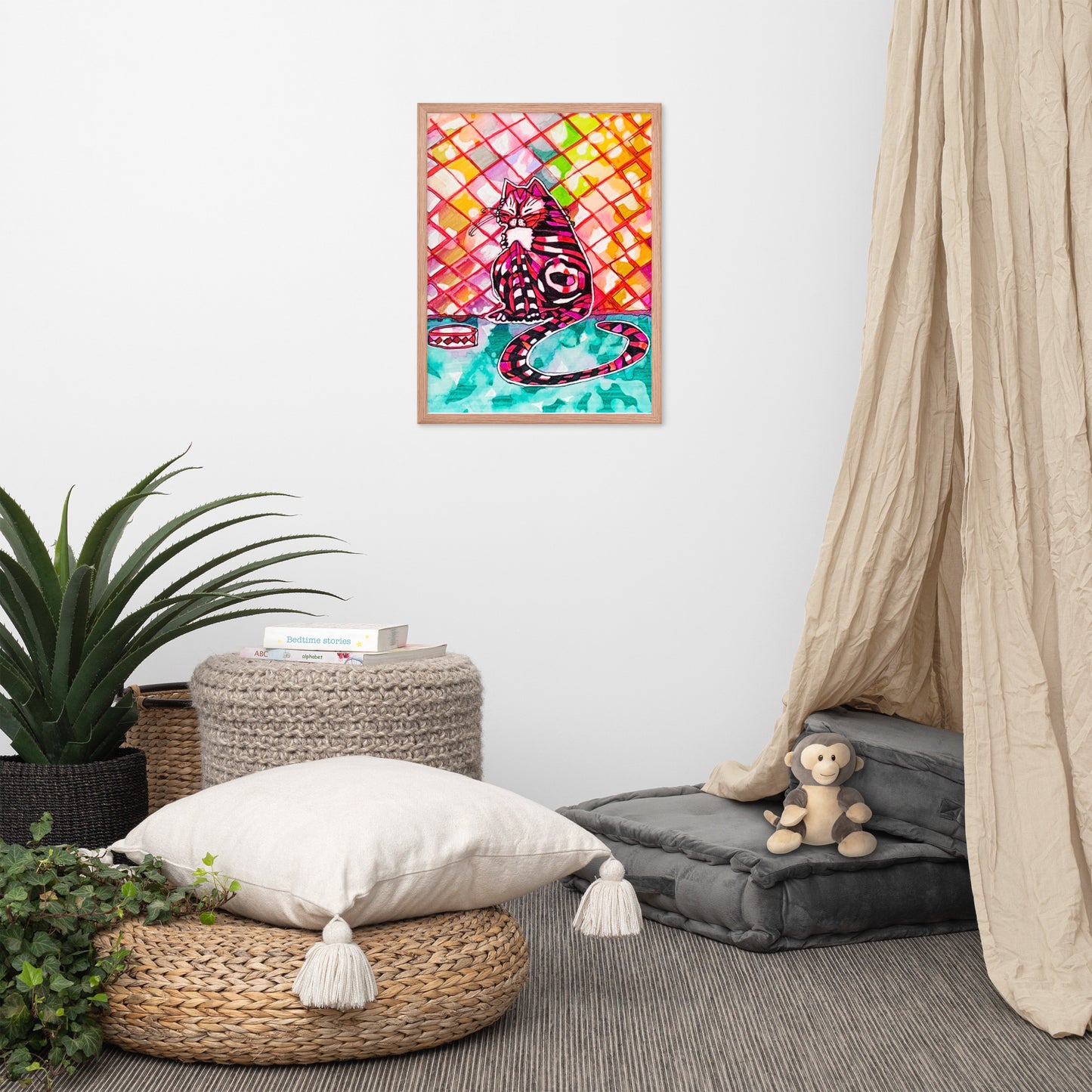 Cat Bowl Nap Framed poster