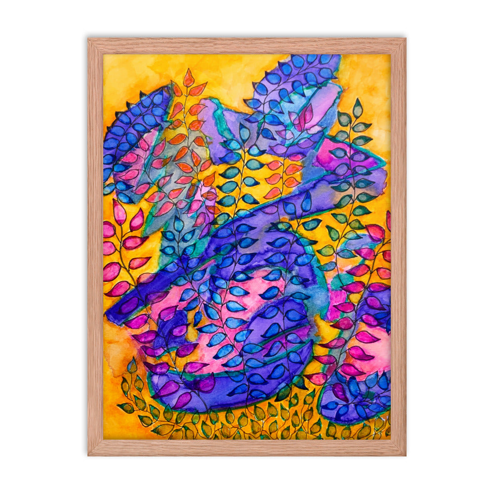 Sunrise Leaves Abstract Framed poster