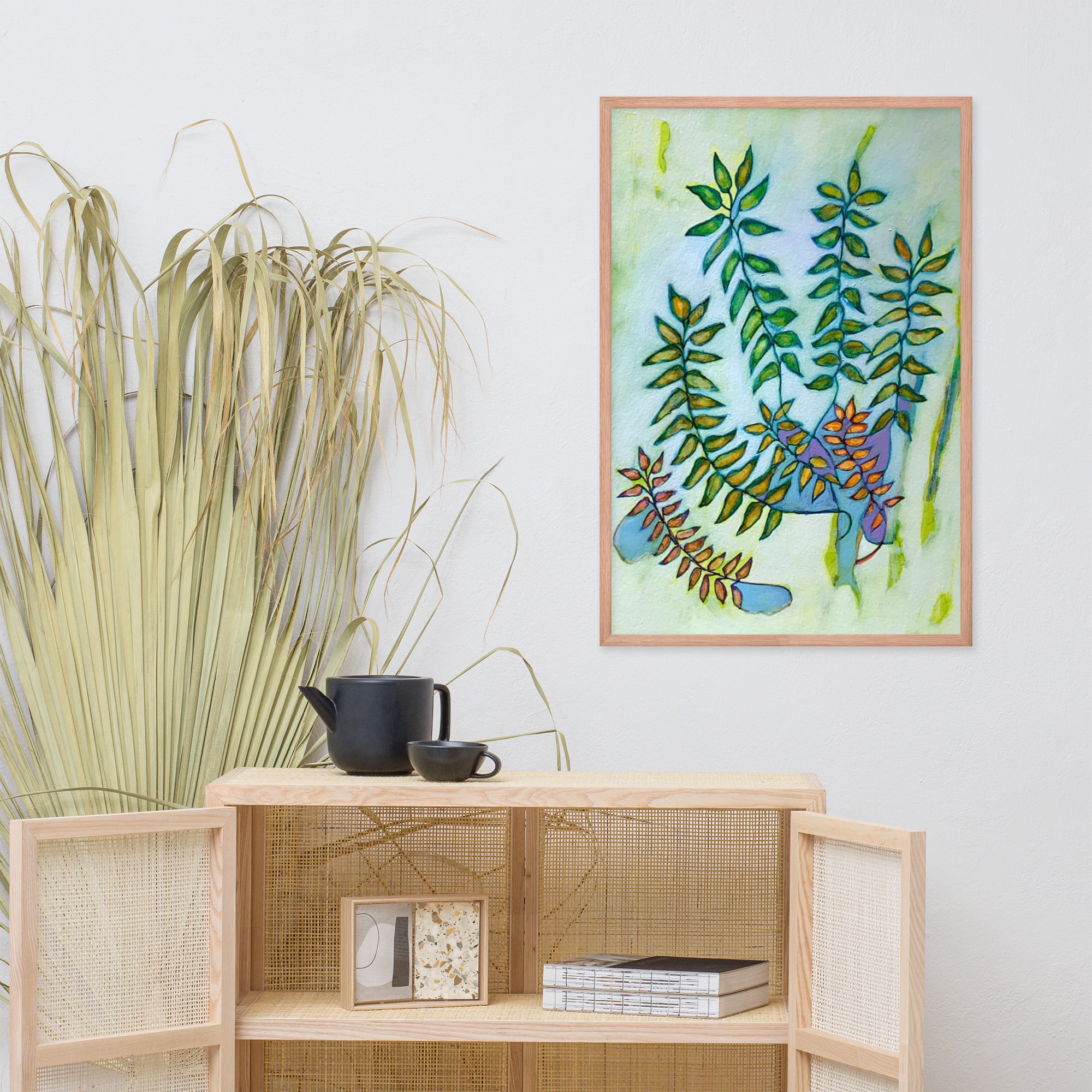 Green Leaves Poster Framed - Art Love Decor