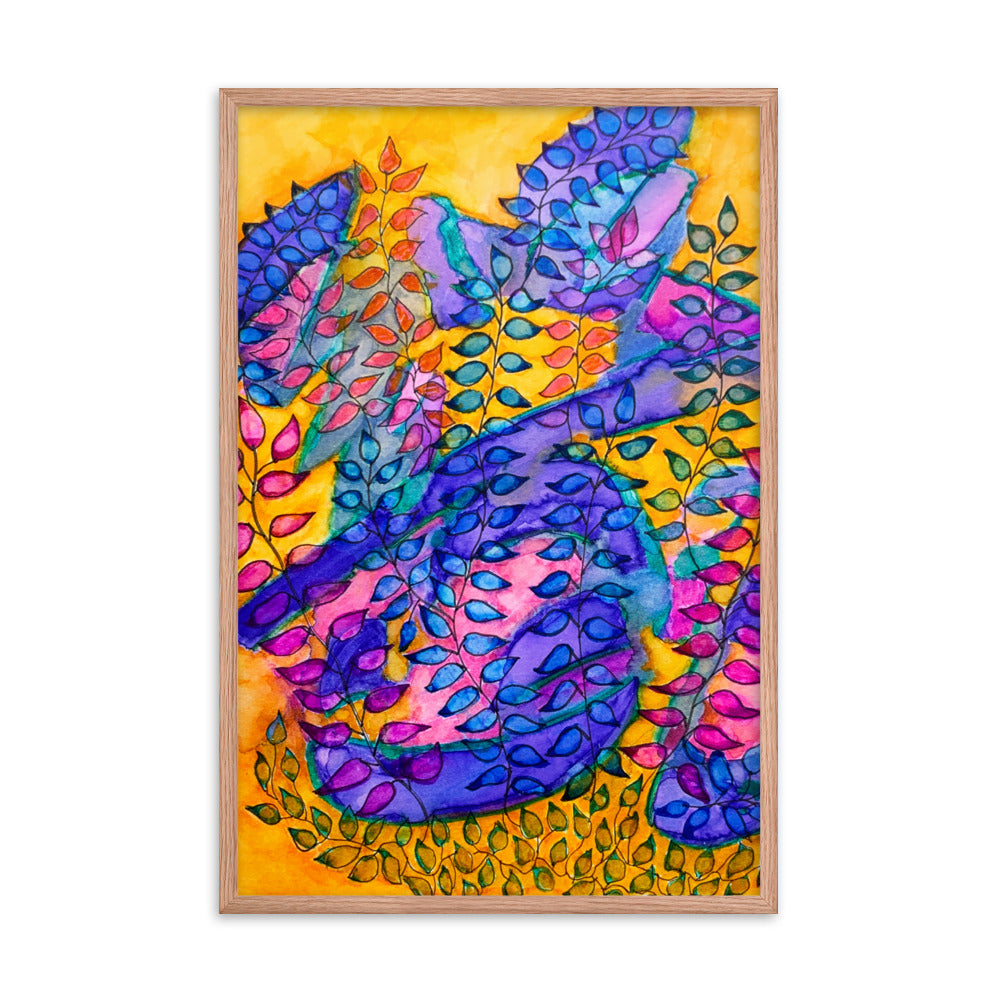 Sunrise Leaves Abstract Framed poster