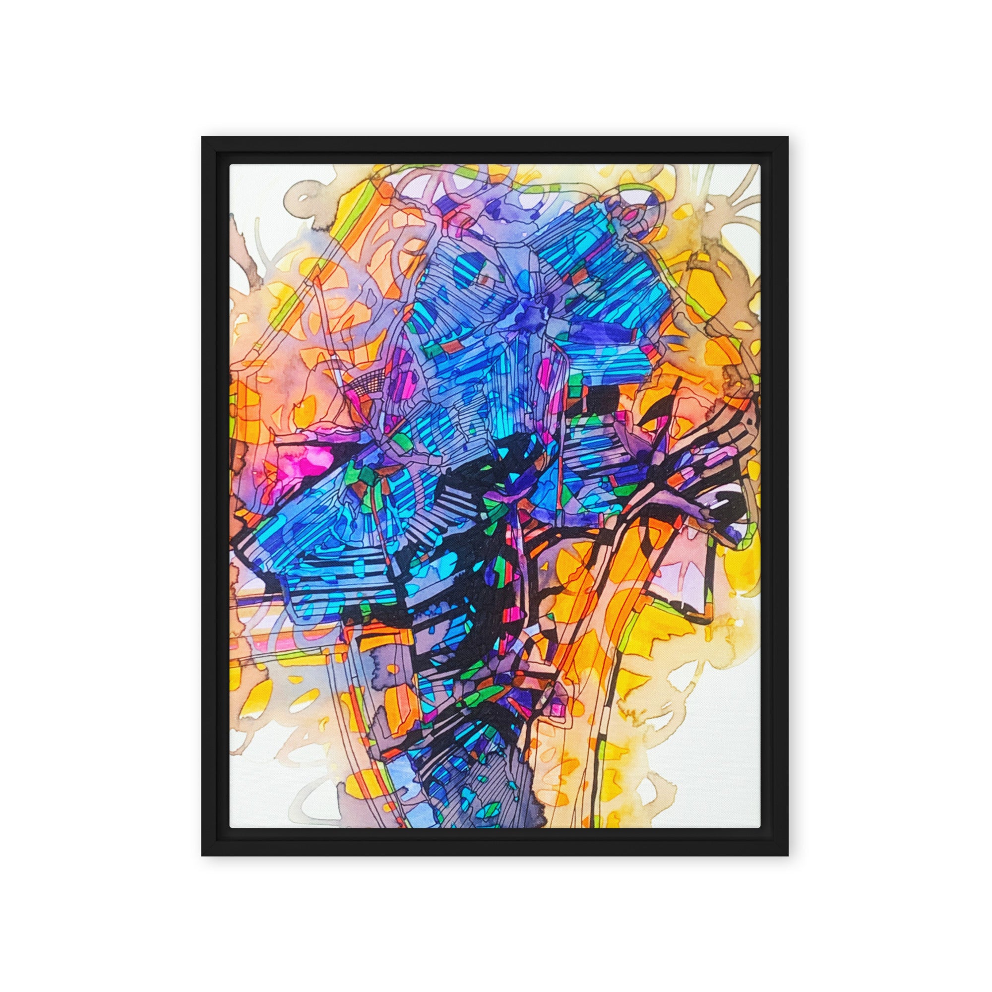 Dark Places Abstract Canvas Print Framed