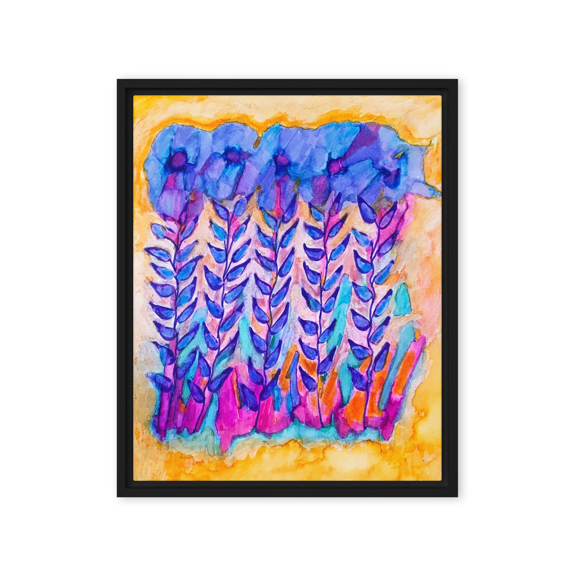 Blue Stems Framed Canvas