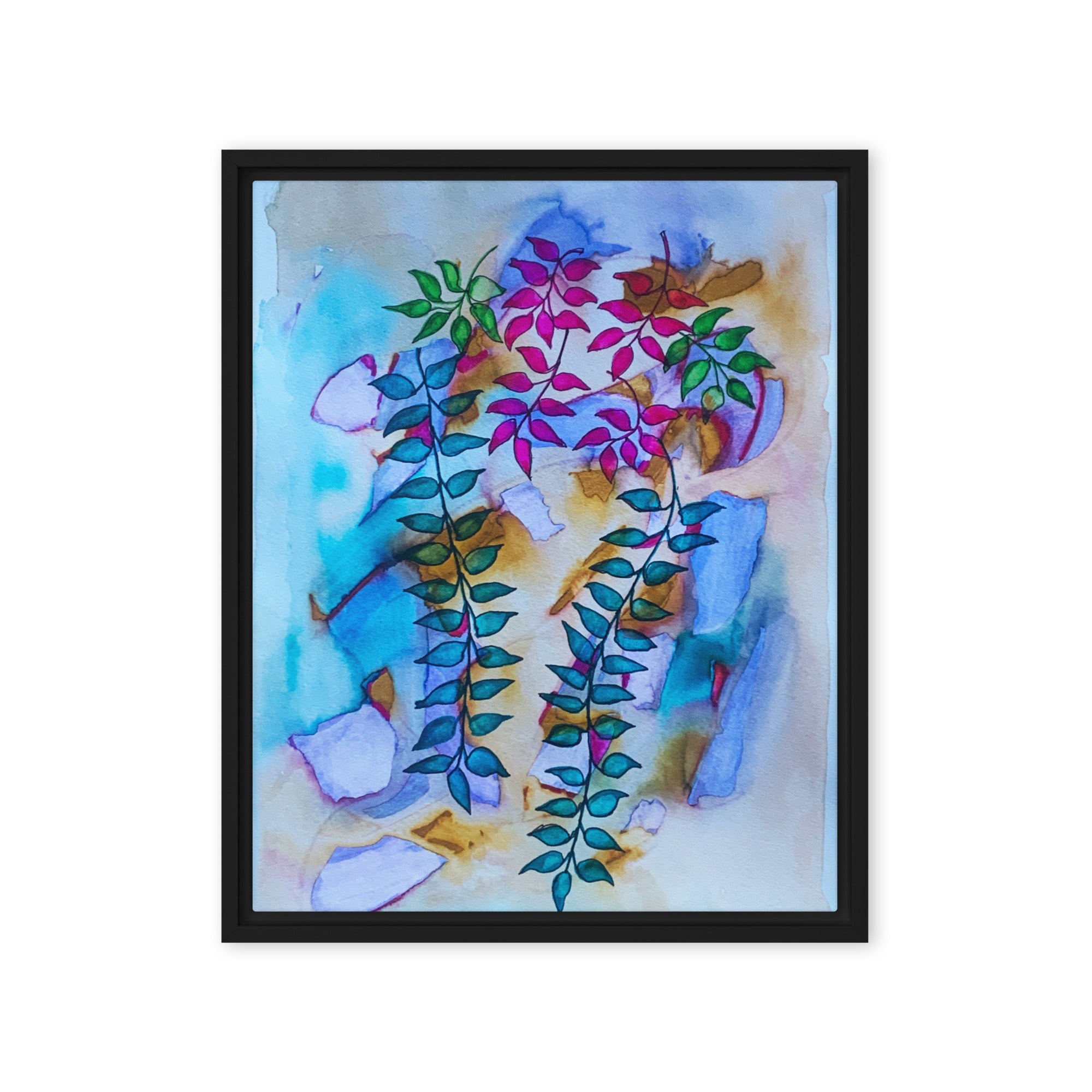 Low Leaves Abstract Framed Canvas