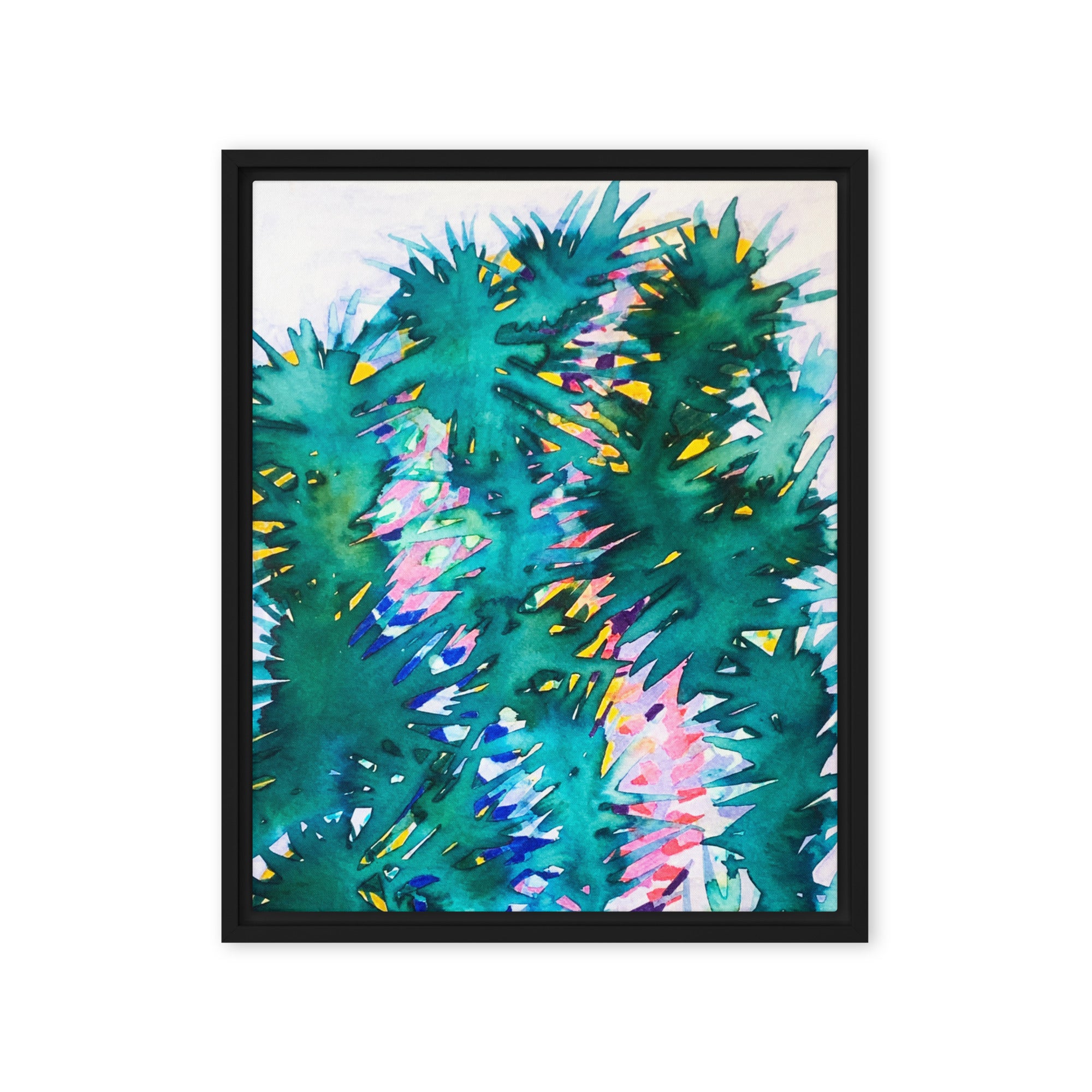Looking Glass Leaves Abstract Framed Canvas