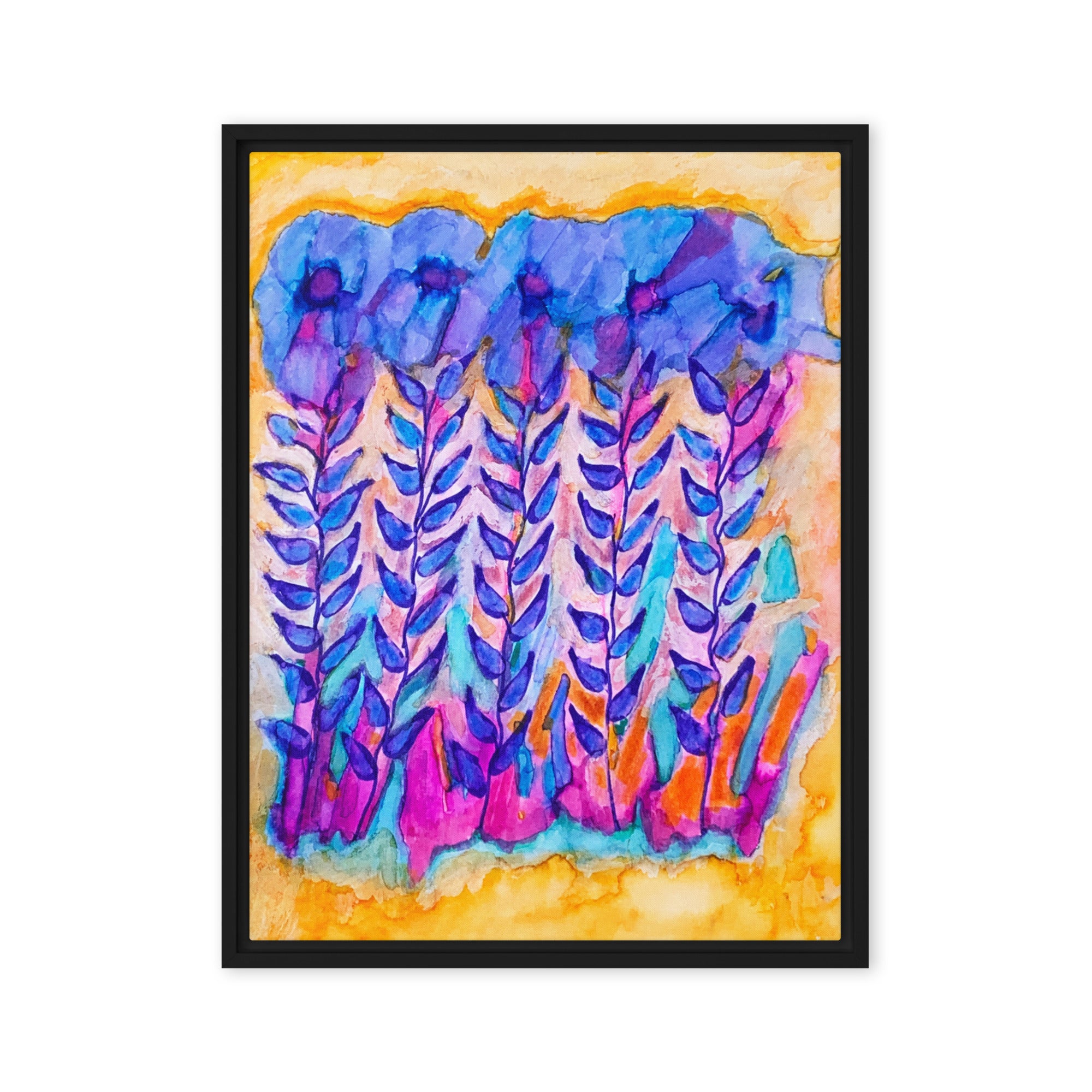 Blue Stems Framed Canvas