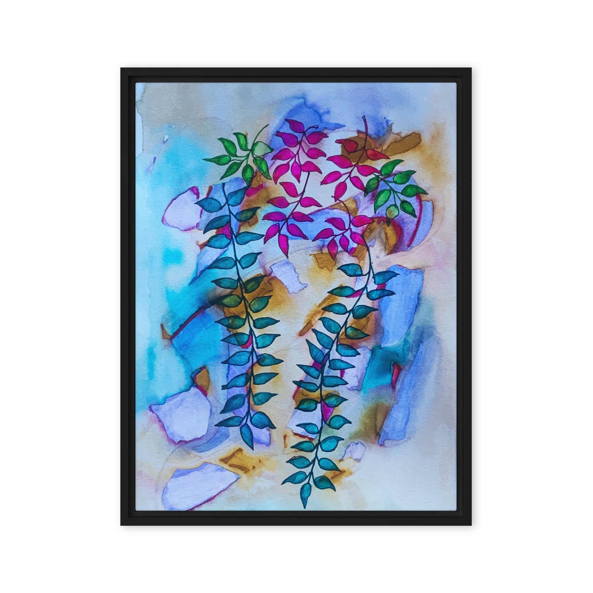 Low Leaves Abstract Framed Canvas