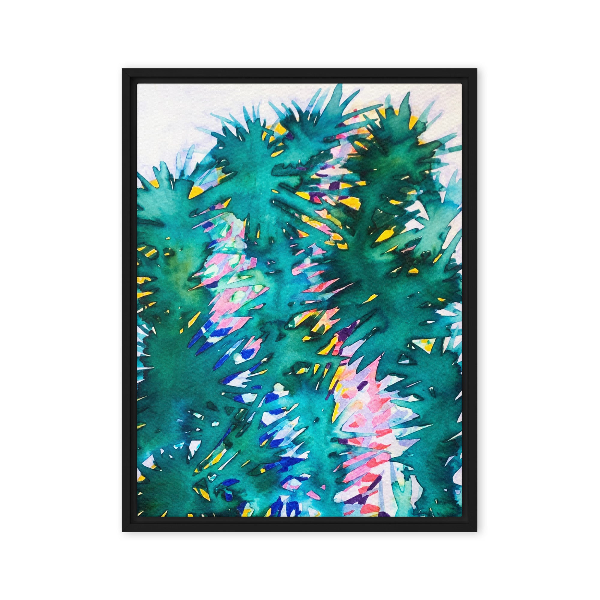 Looking Glass Leaves Abstract Framed Canvas
