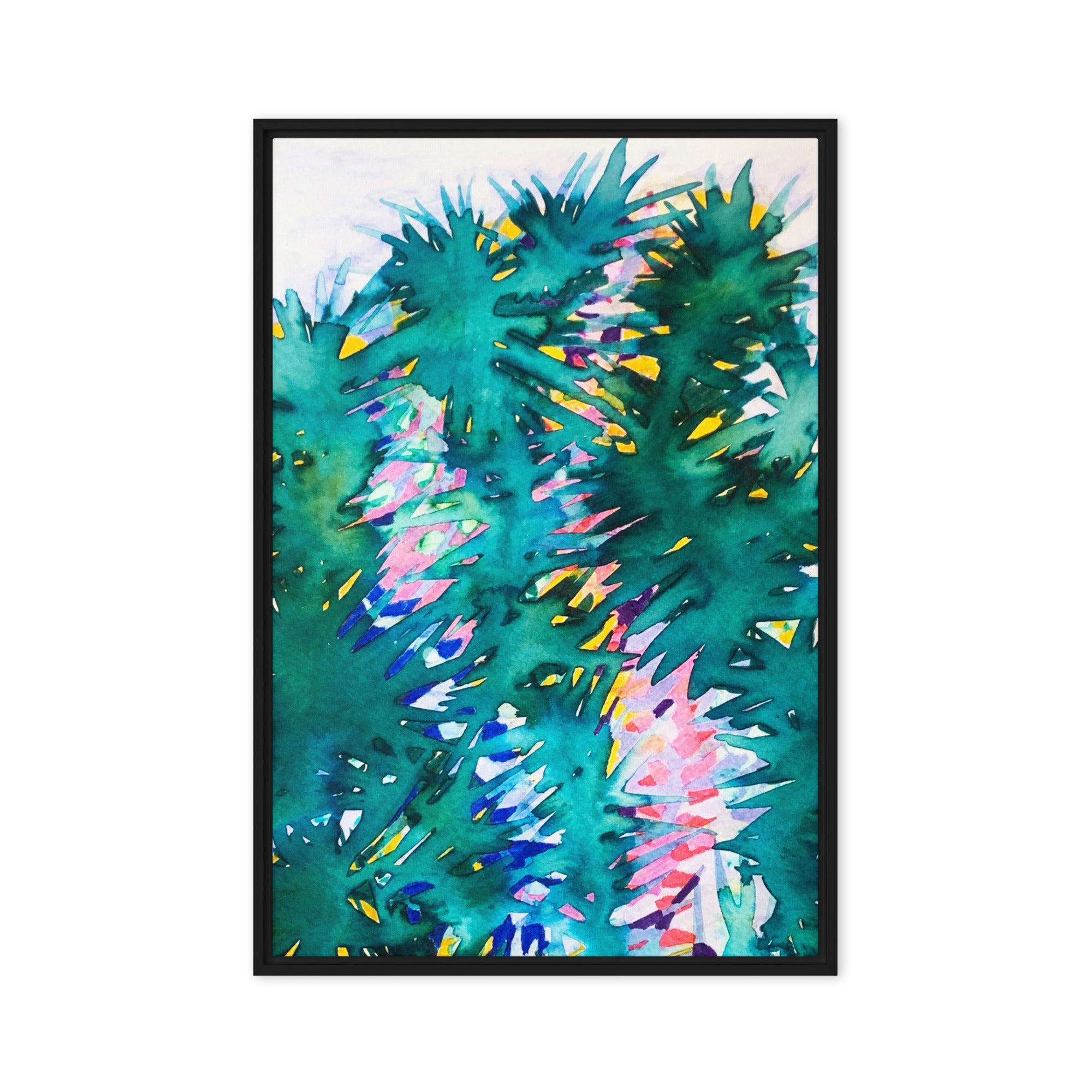 Looking Glass Leaves Abstract Framed Canvas