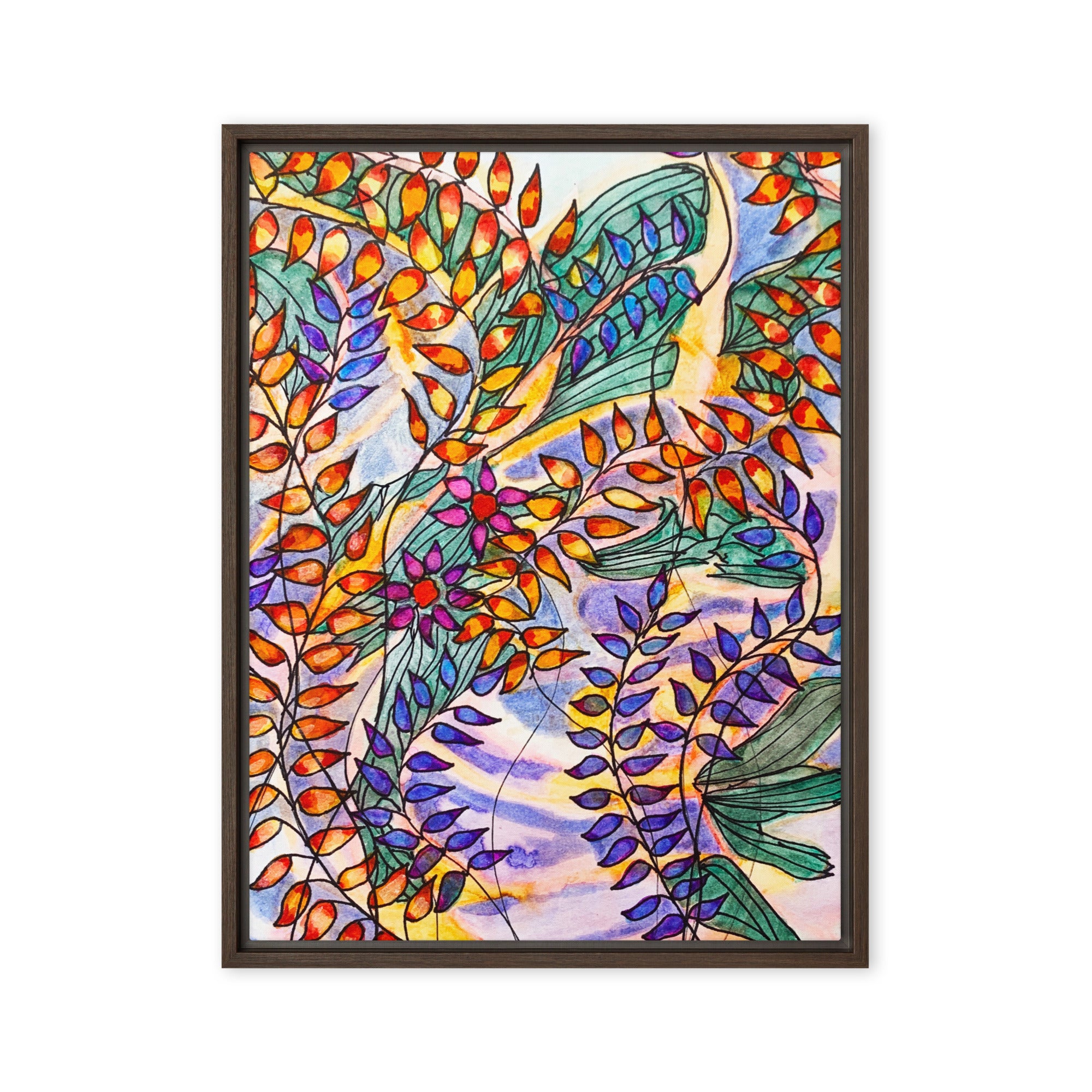 Warm Rust Leaves Framed Canvas