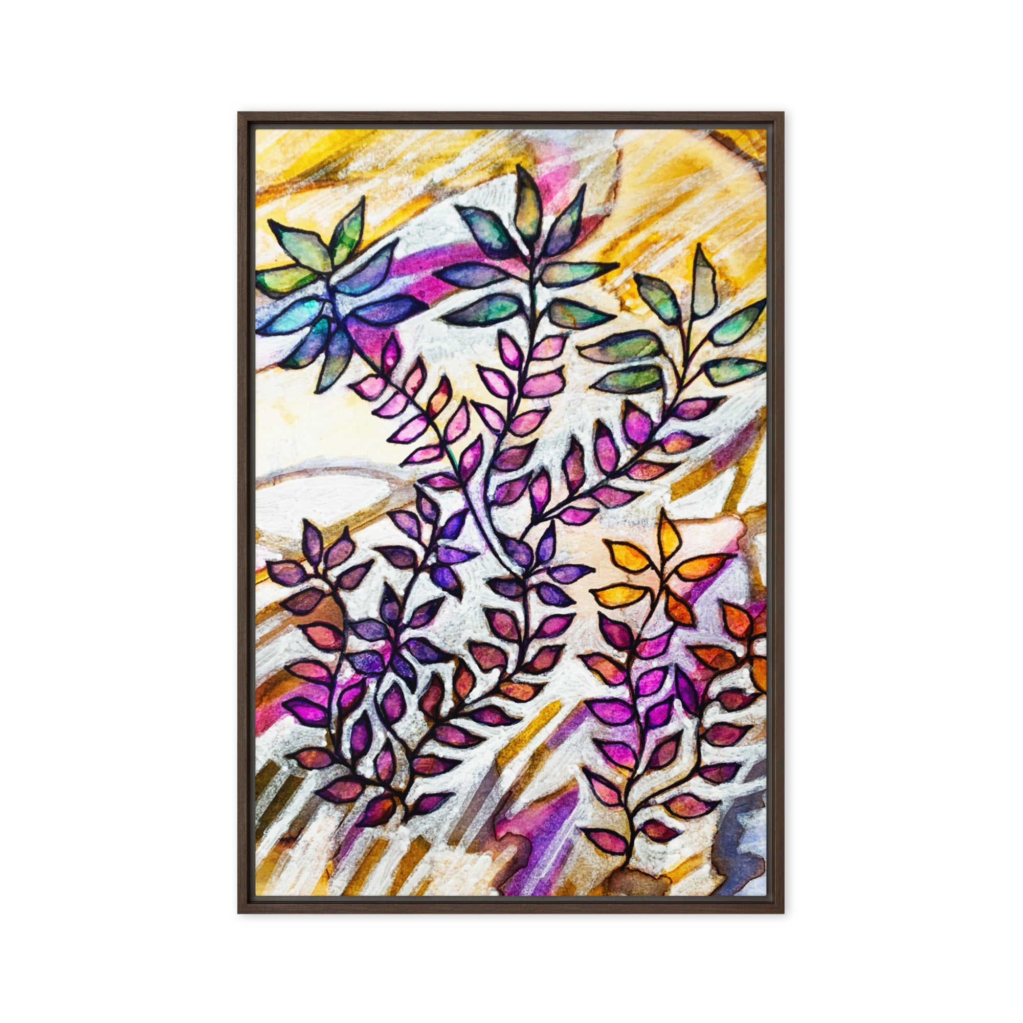 White Creek Leaves Framed canvas