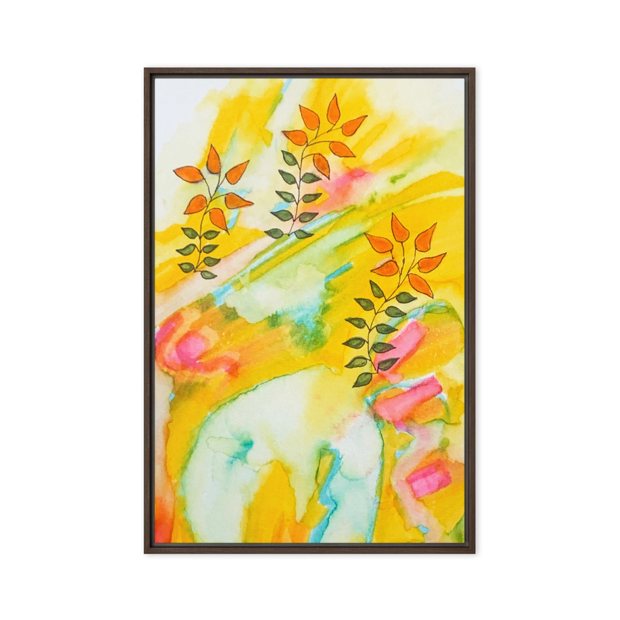 Sunny Leaves Framed Canvas