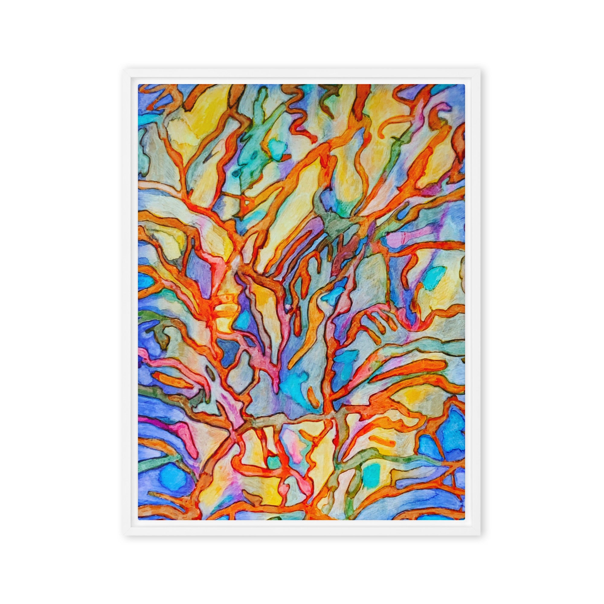 Coral Reef Abstract Canvas Print Framed