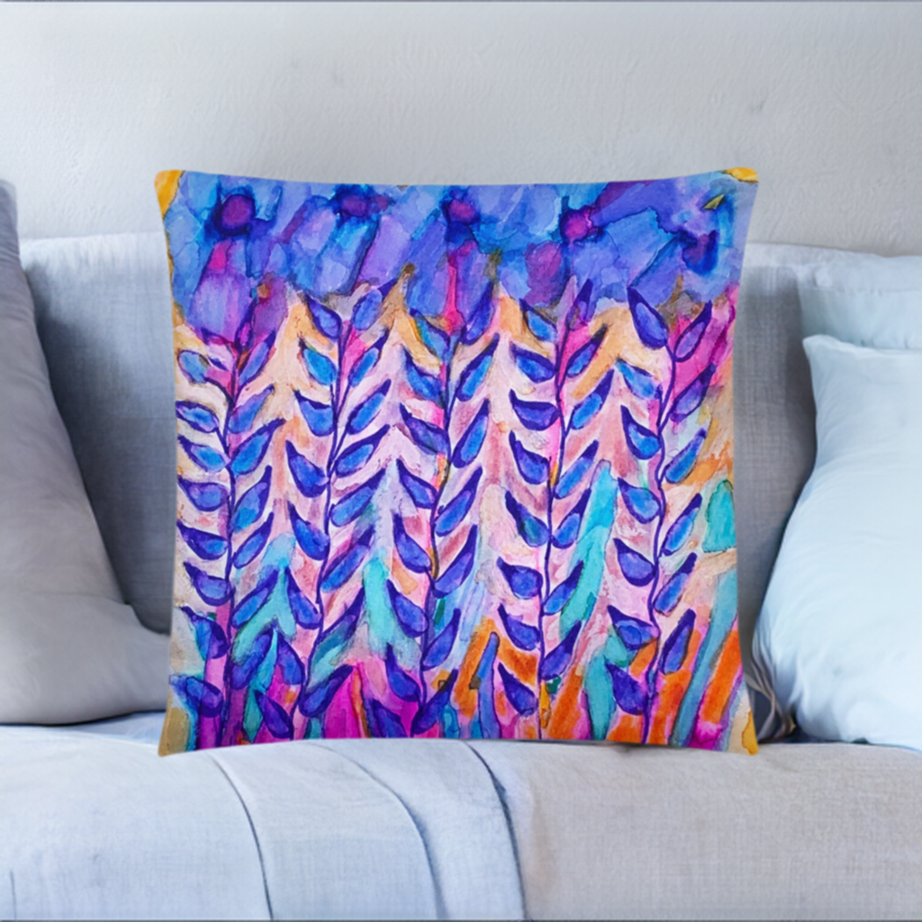 Blue Stems Flower Pillow