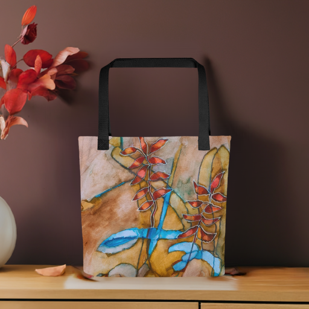 Teal Ribbon Leaves Tote bag