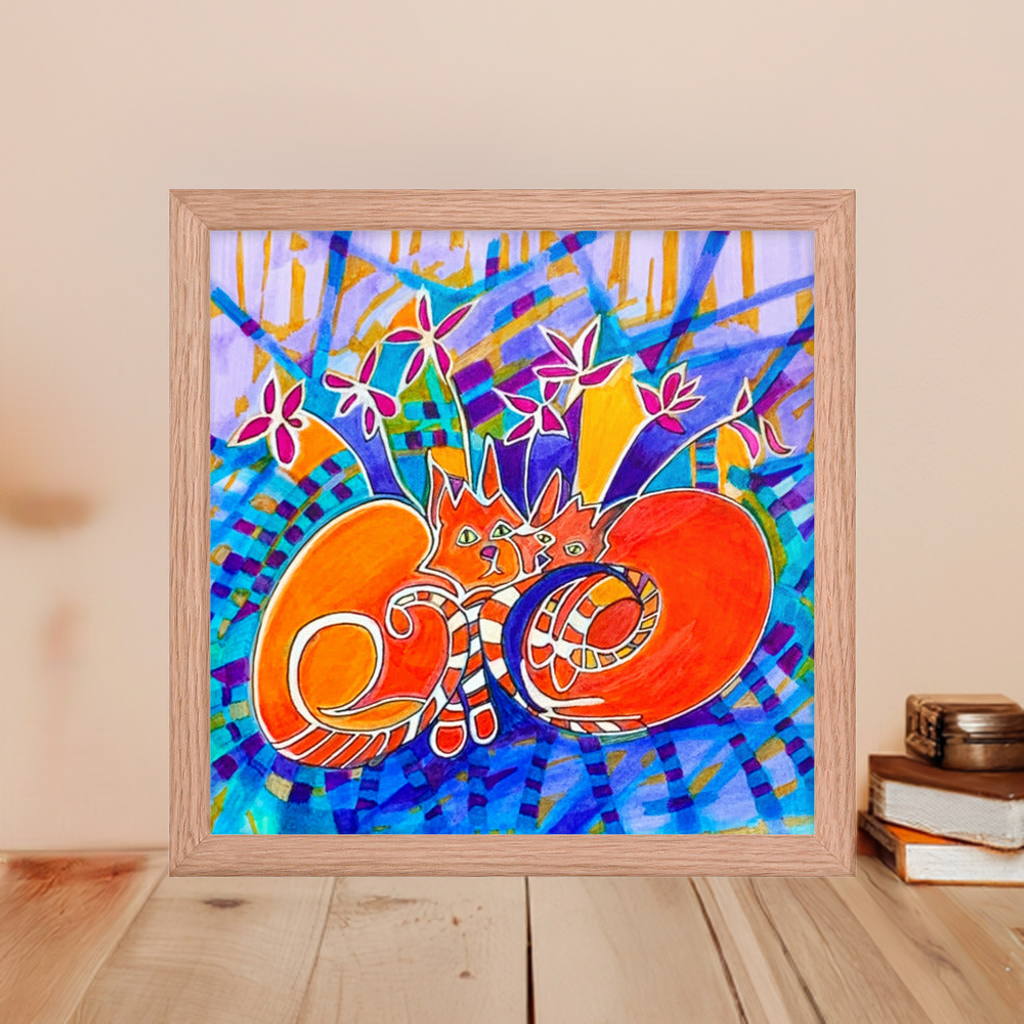 Duplex Cats Framed Poster 12x12