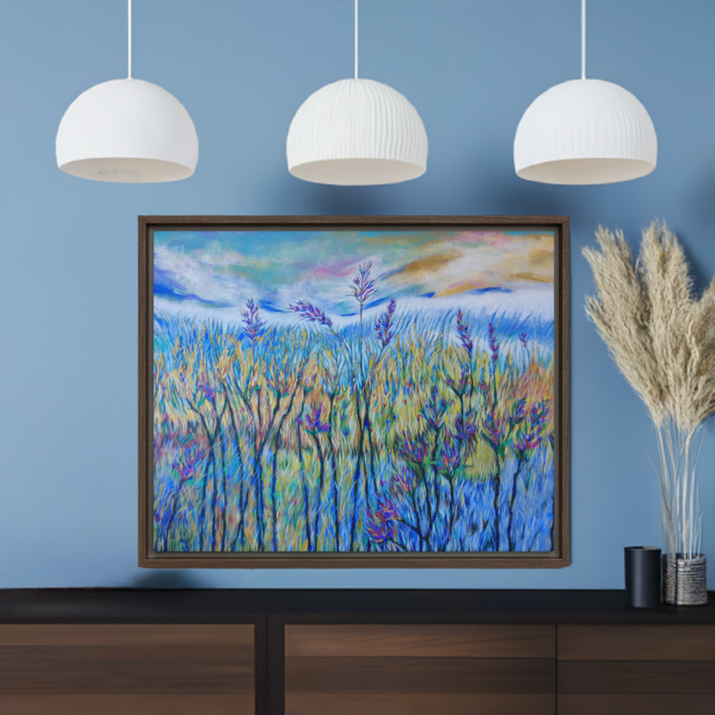 Blue Thistle Framed Canvas Print