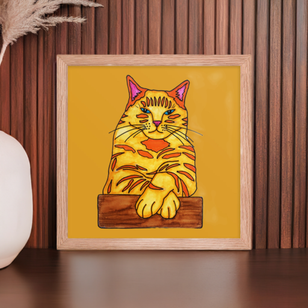Big Ginger Cat Framed Poster 12x12