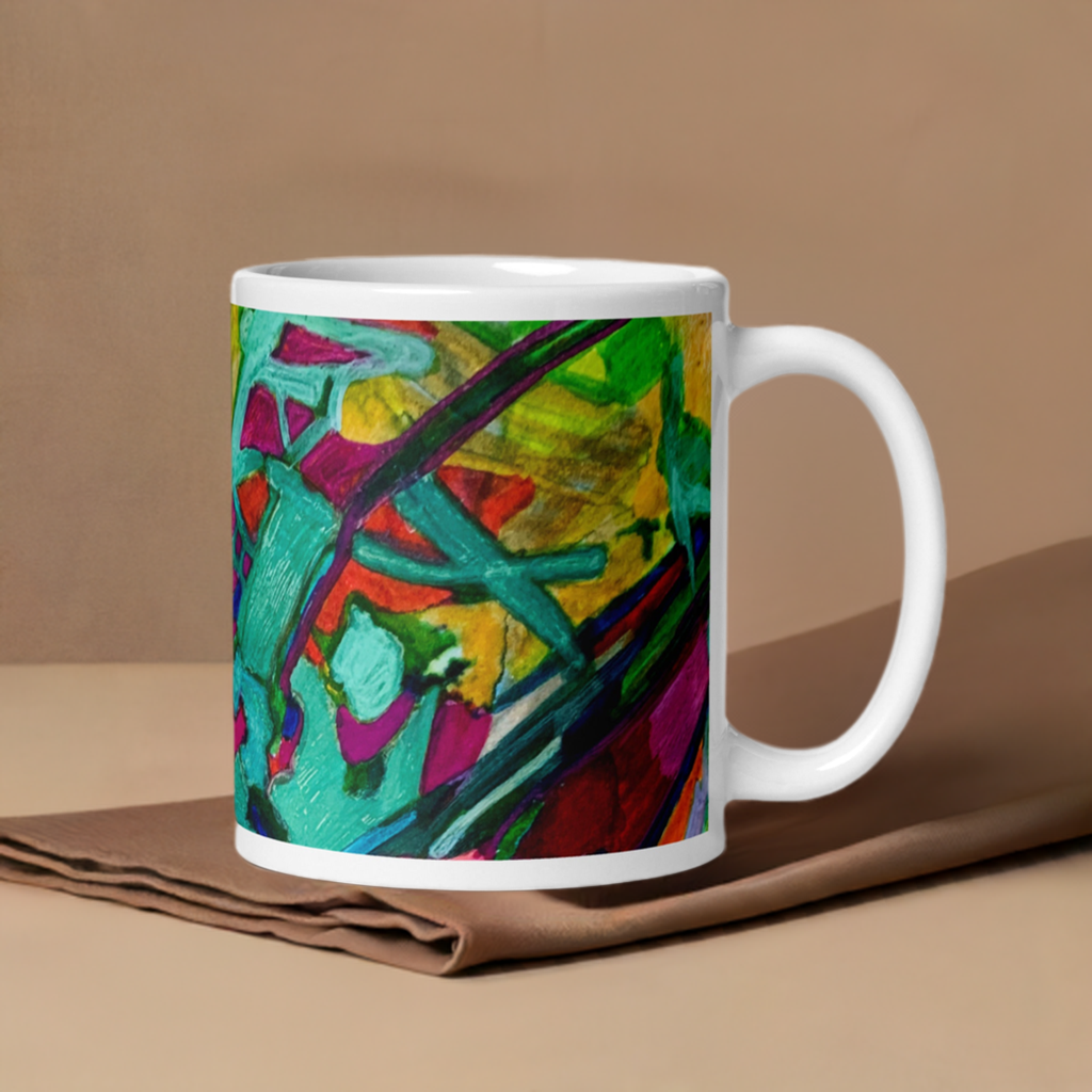 Overgrown Bridge White glossy mug