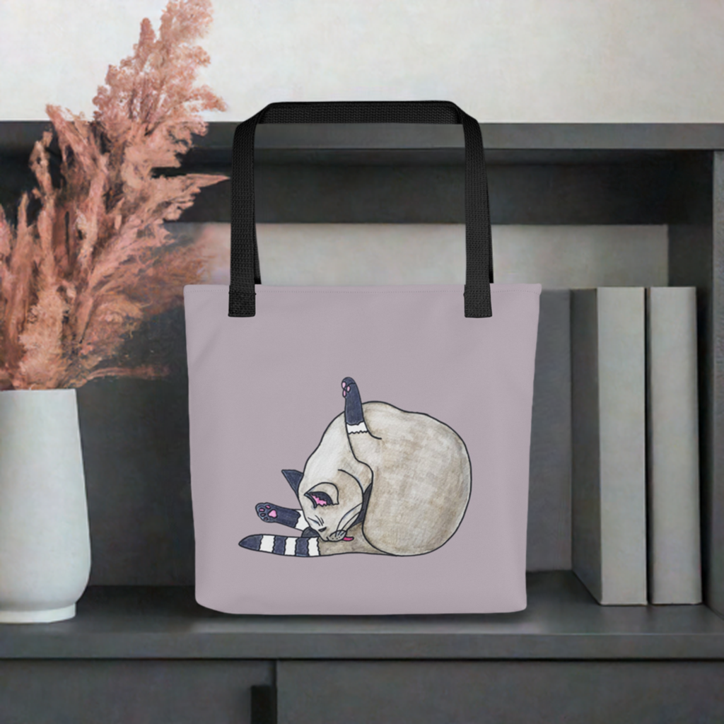Bath Time Cat Tote Bag Gray
