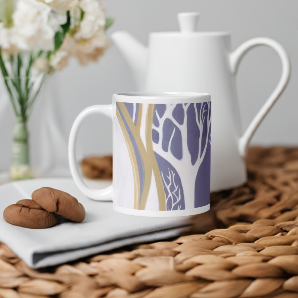 Madrone Trees Abstract White glossy mug