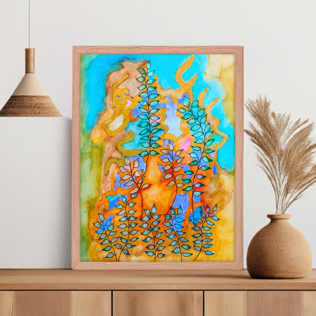 Fire Wind Leaves Framed poster