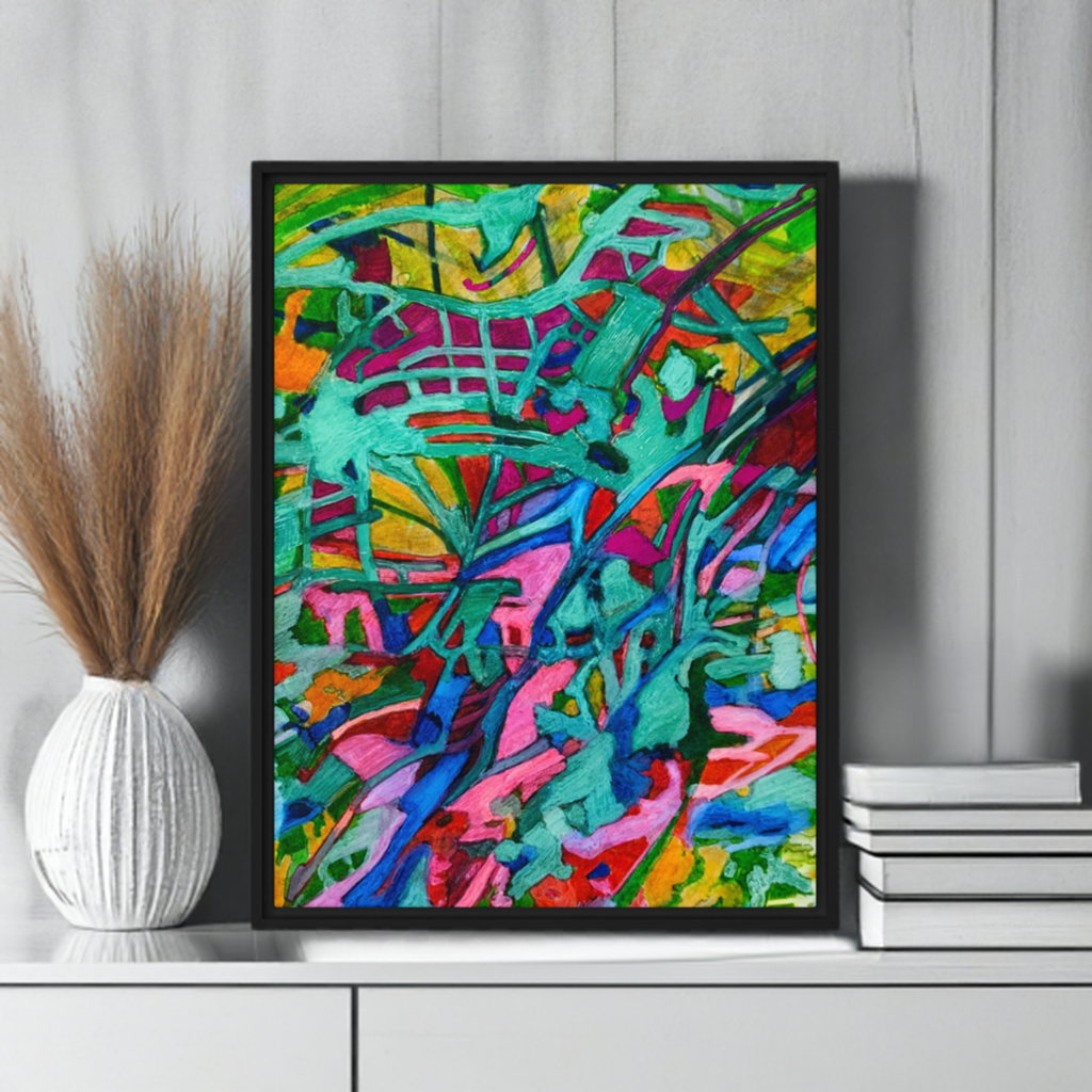 Overgrown Bridge Framed Canvas