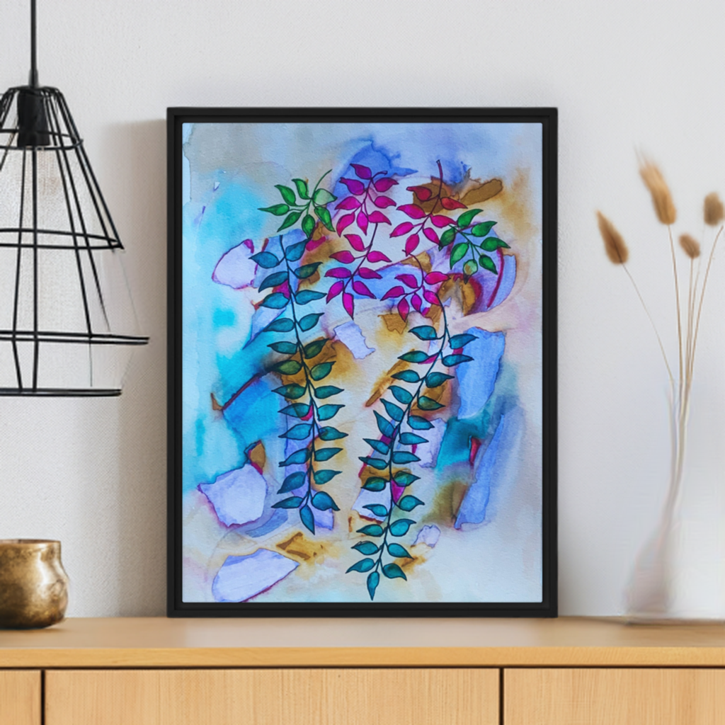 Low Leaves Abstract Framed Canvas