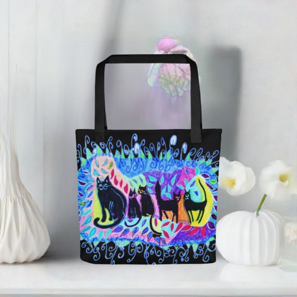 Five Black Cats Tote bag