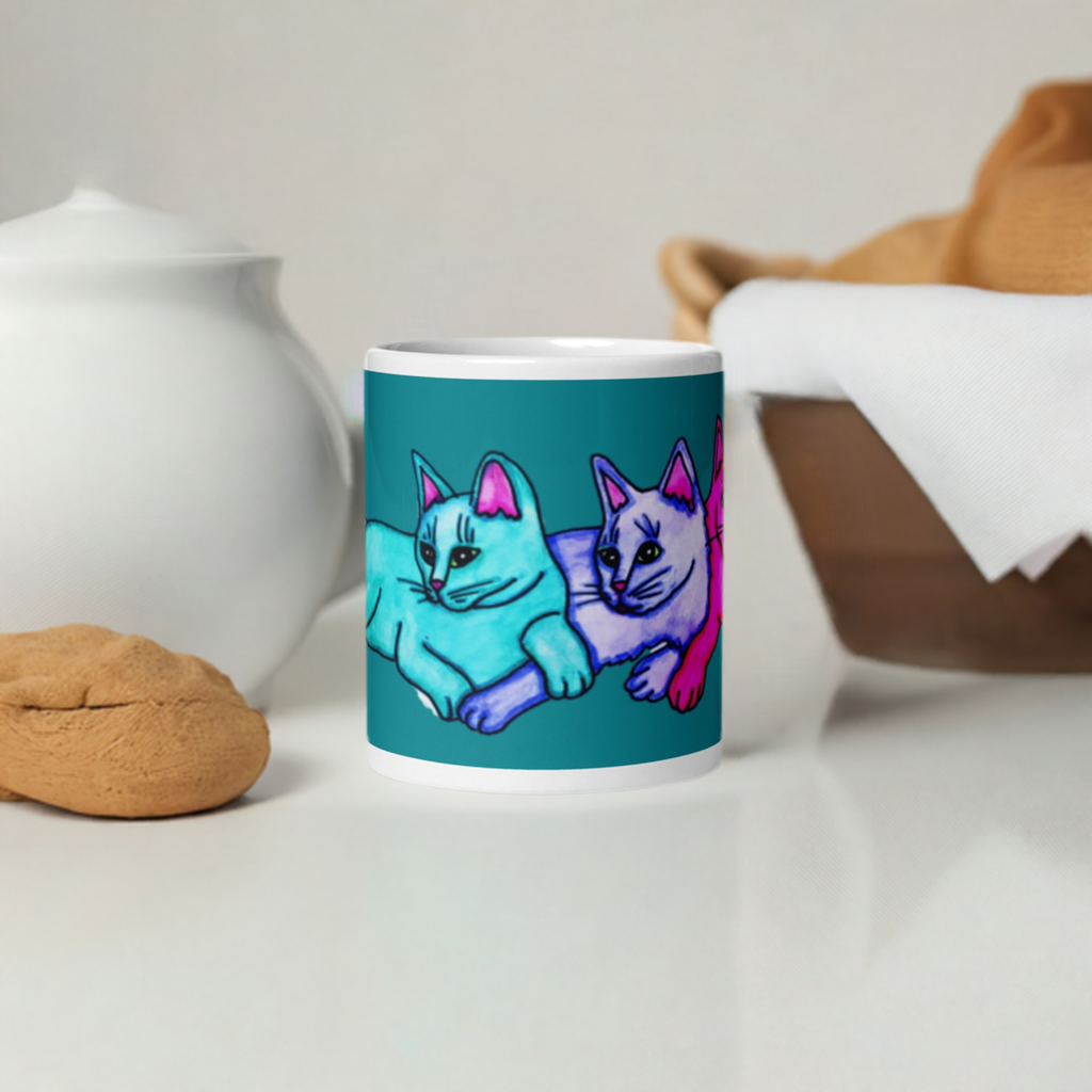 Color Cats Teal Mug