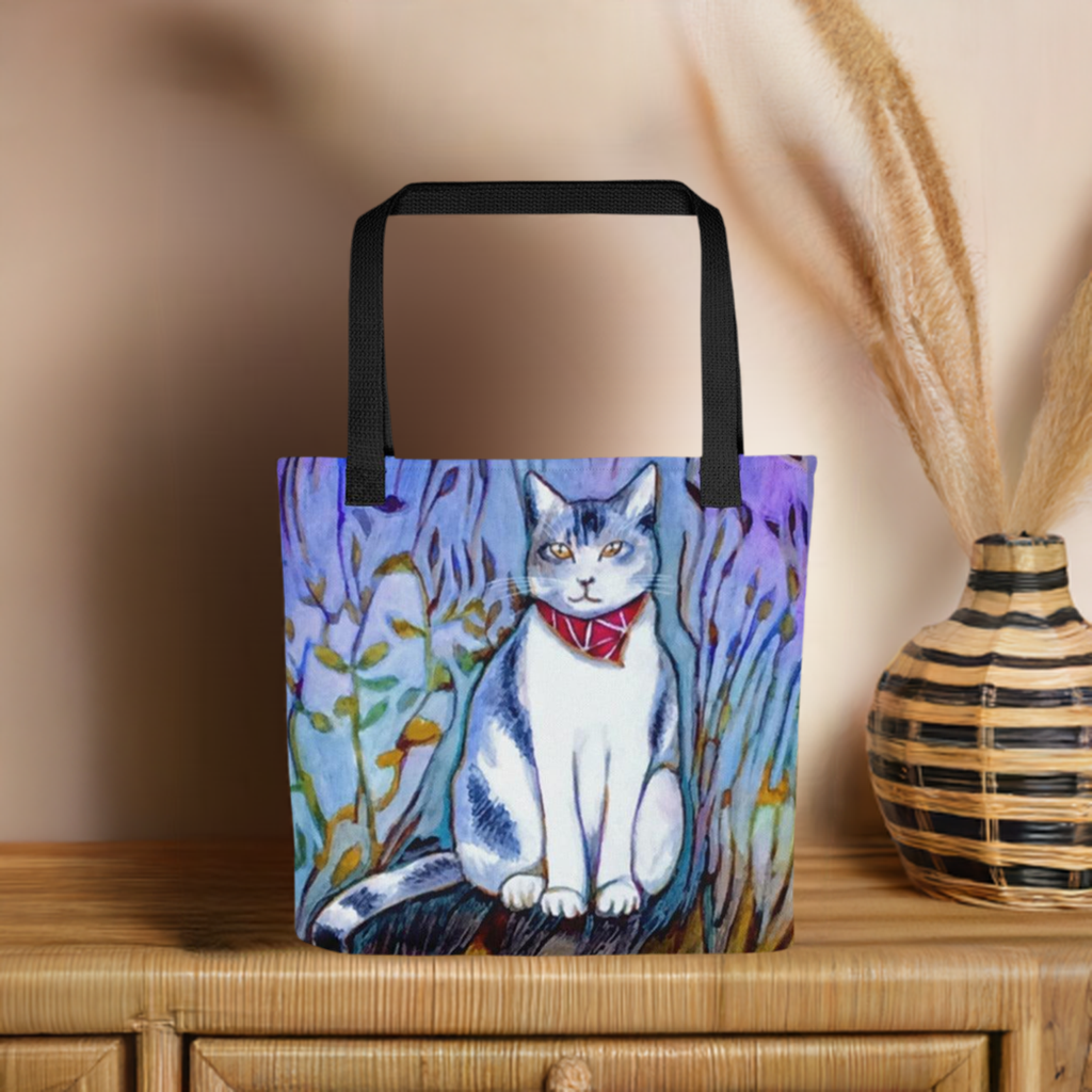 Cat in Scarf Tote bag