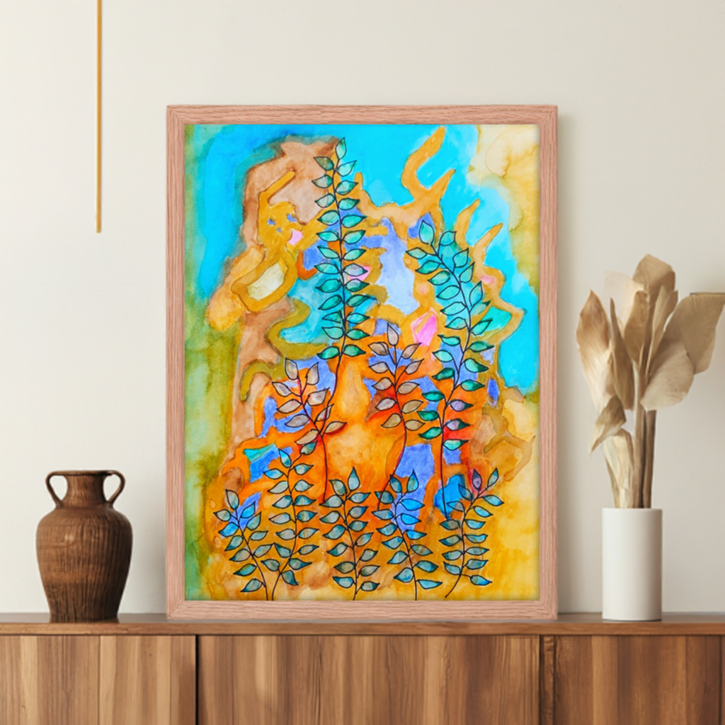 Fire Wind Leaves Framed poster