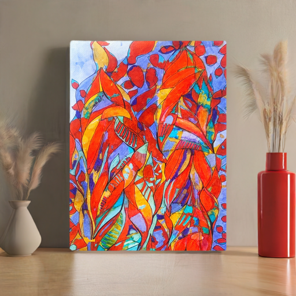 Red Garden Abstract canvas print unframed