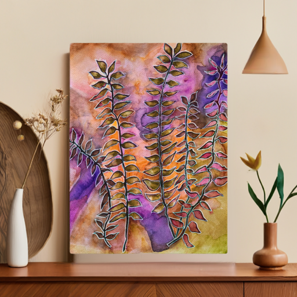 Night Street Leaves canvas print unframed