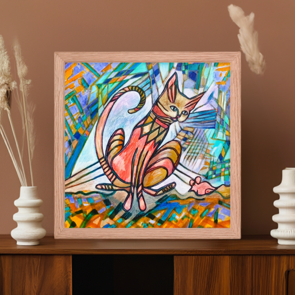 Cat and Mouse Framed Poster 12x12