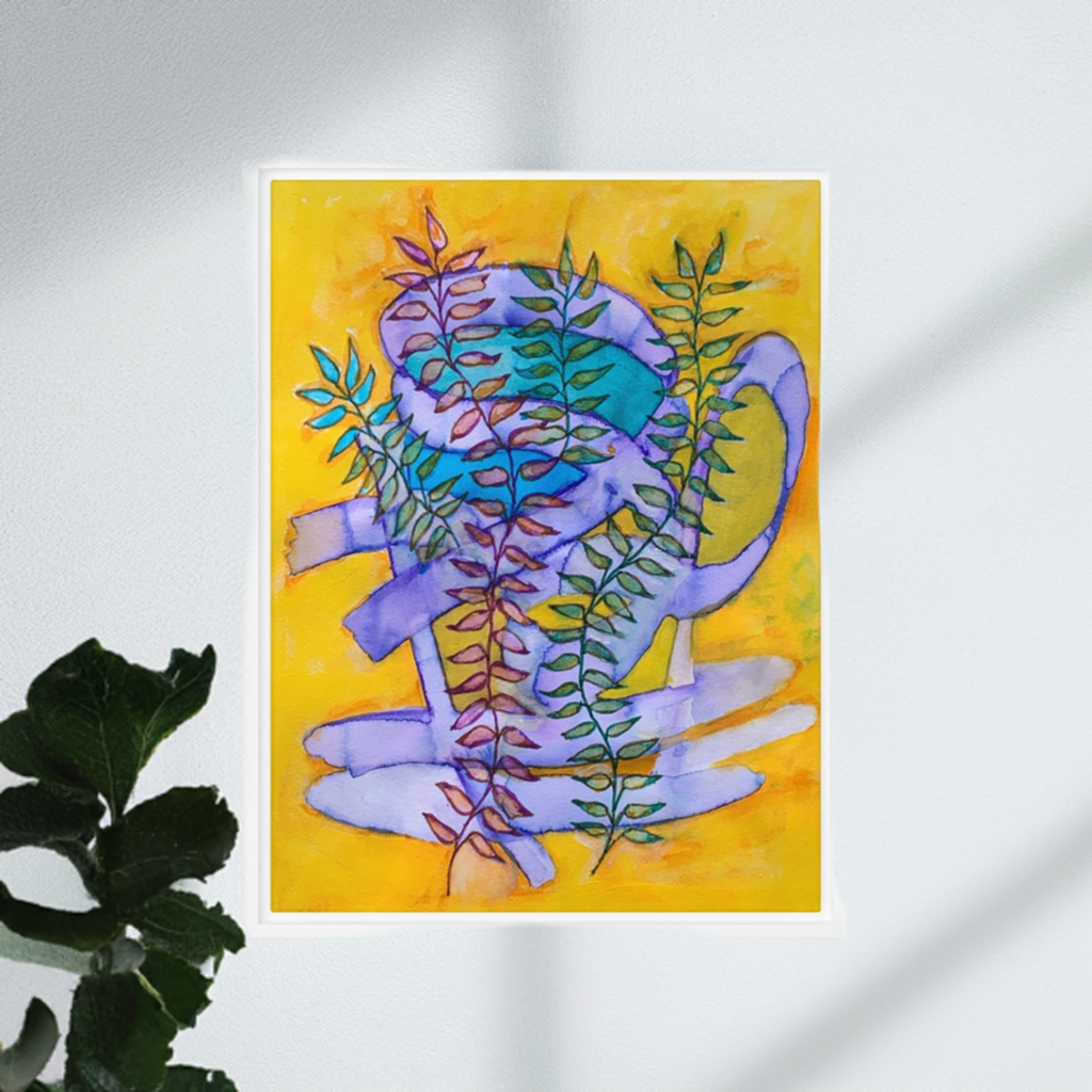 Copper Hour Leaves Framed canvas print