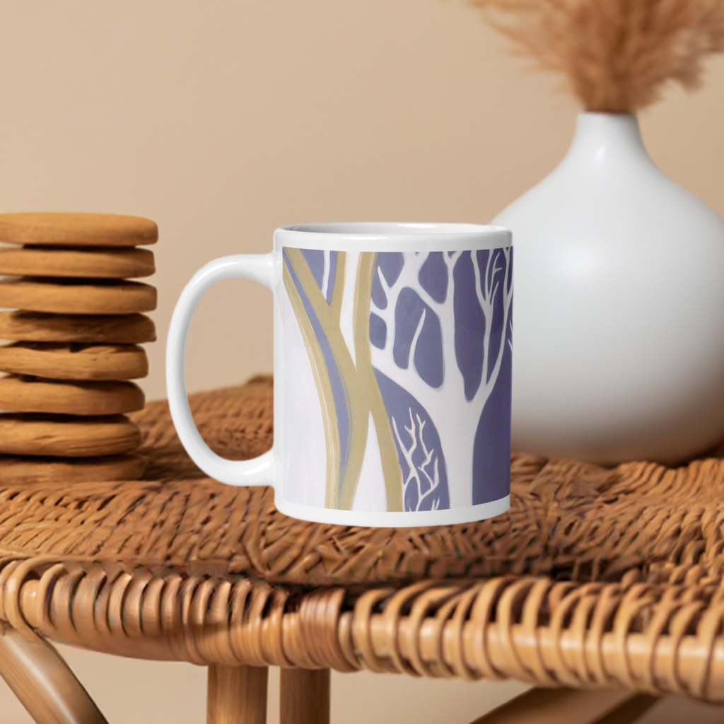 Madrone Trees Abstract White glossy mug